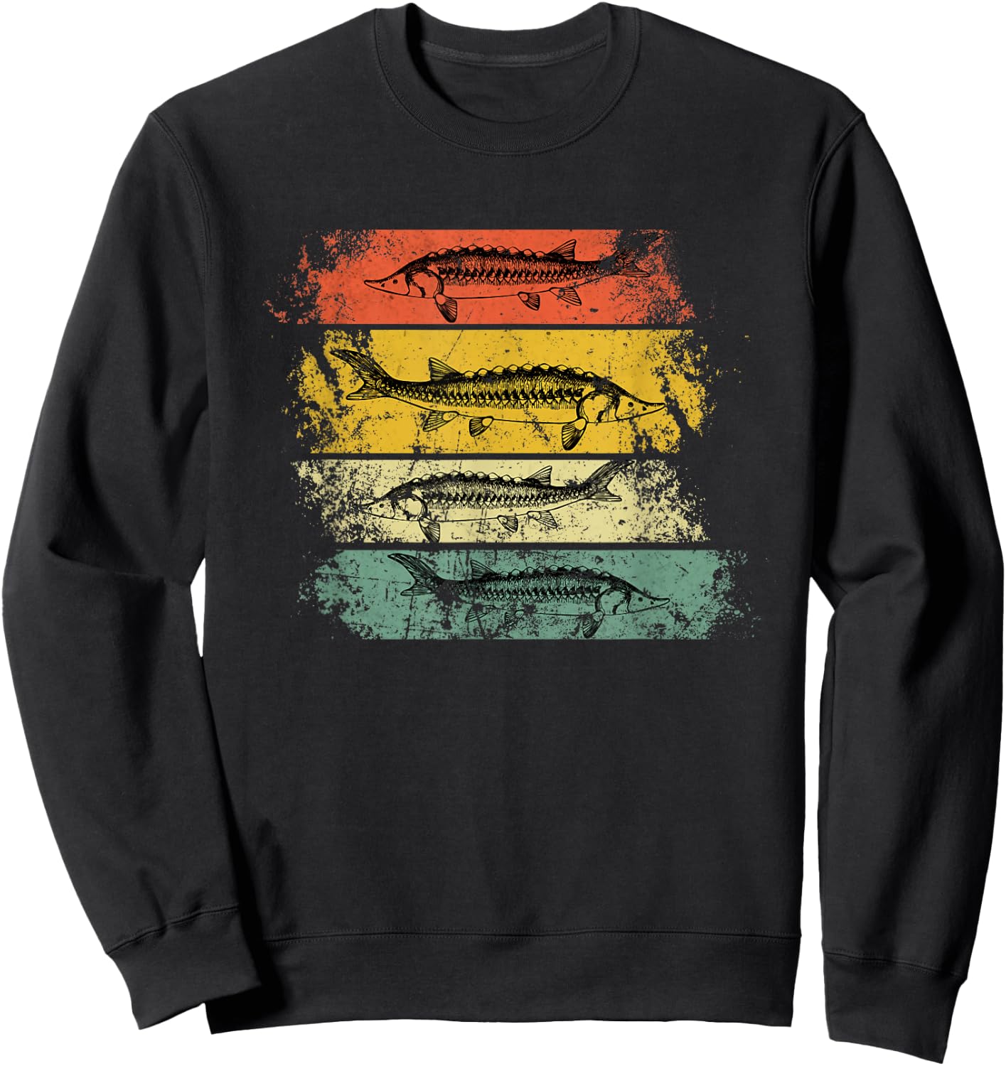 Retro distressed Sturgeon Beluga Grunge Sweatshirt - Sweatshirt | Black