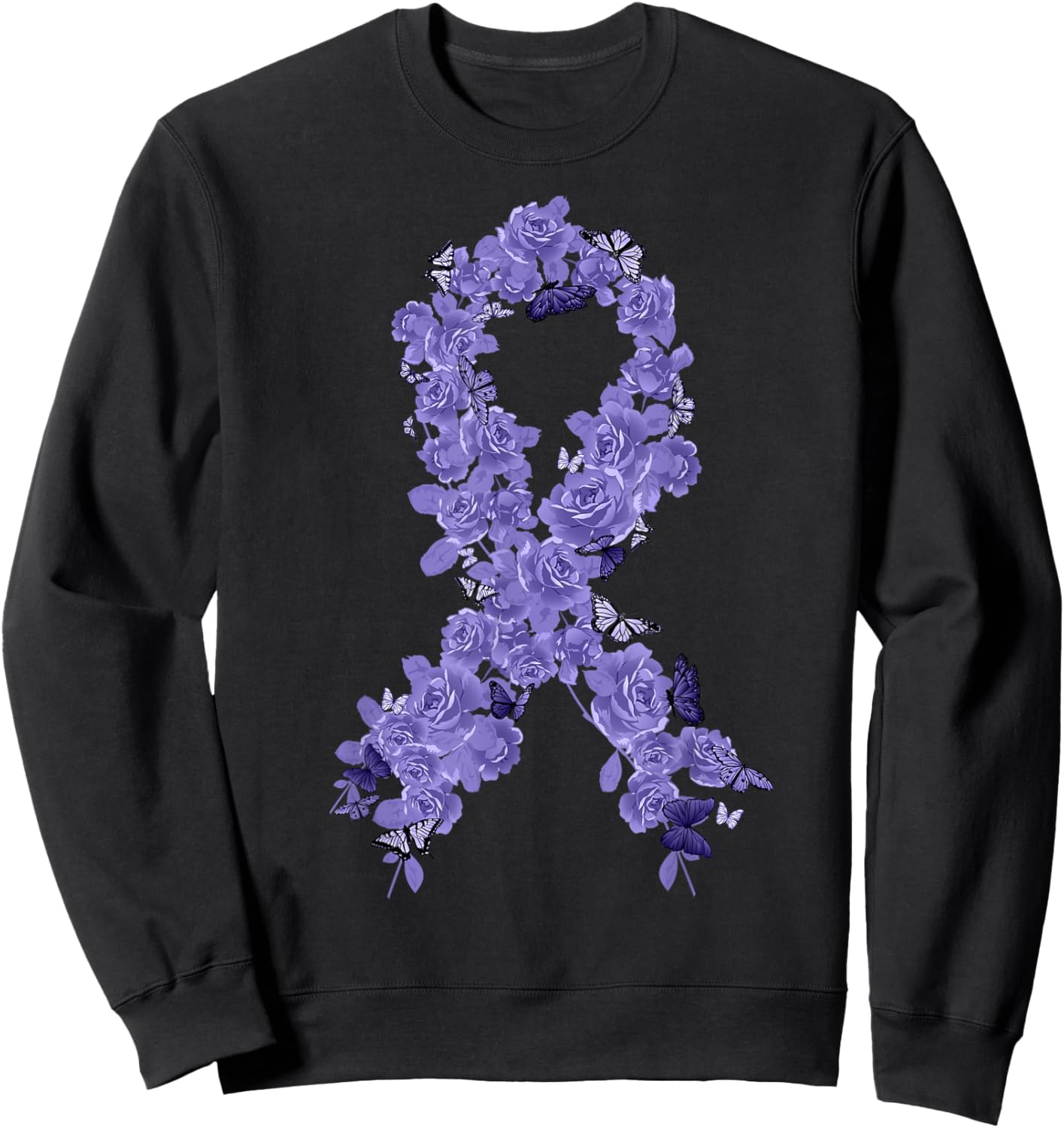 Violet Ribbon Hodgkin Lymphoma Awareness Sweatshirt - Sweatshirt | Black
