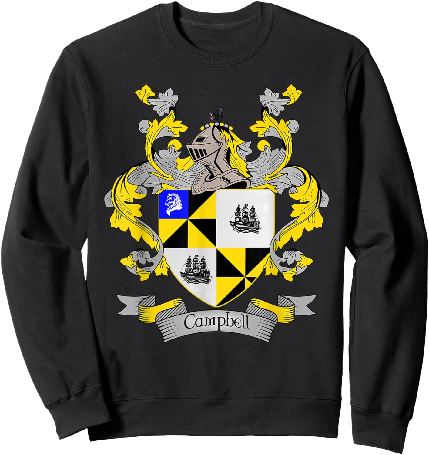 Campbell Coat of Arms | Campbell Surname Family Crest Sweatshirt - Sweatshirt | Black