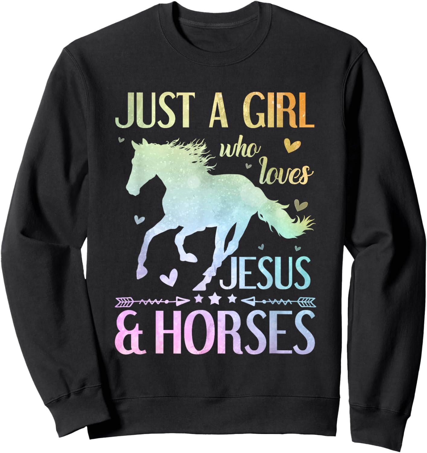 Jesus And Horses, Horse Gifts For Girls, Women Sweatshirt - Sweatshirt | Black