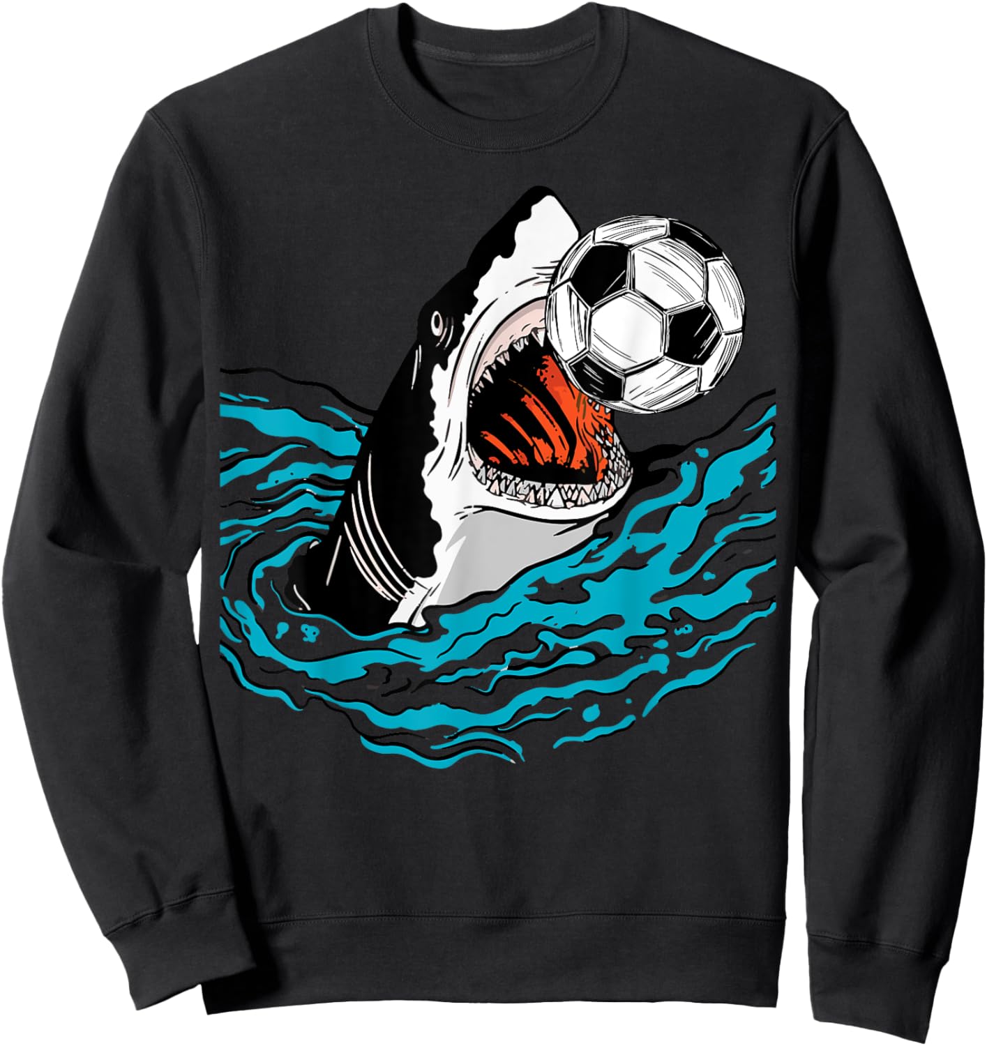 Soccer Shark Playing Ball Cool Animal Sports Lovers Gifts Sweatshirt - Sweatshirt | Black