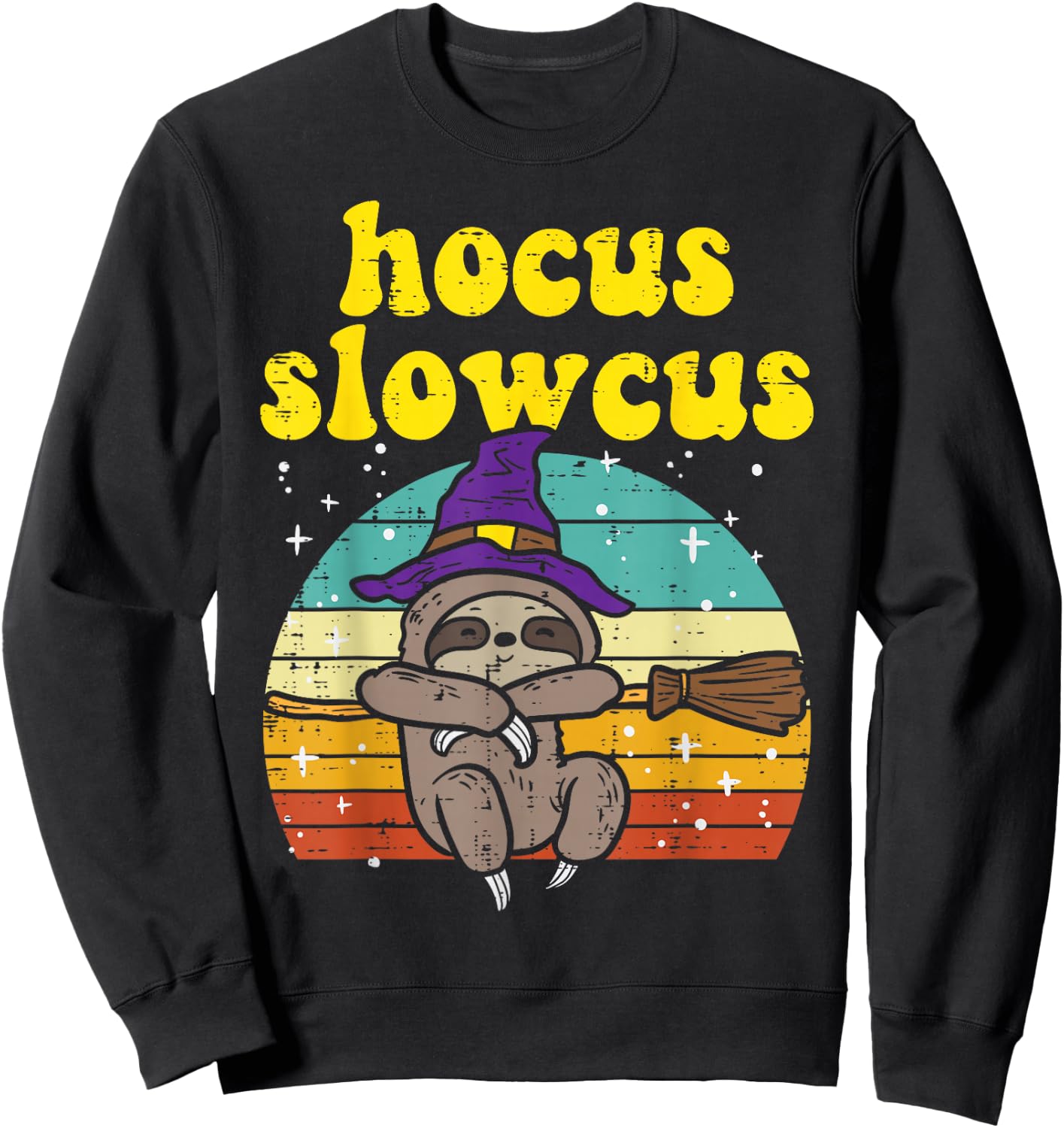 Hocus Slowcus Witch Sloth Retro Cute Animal Halloween Women Sweatshirt - Sweatshirt | Black