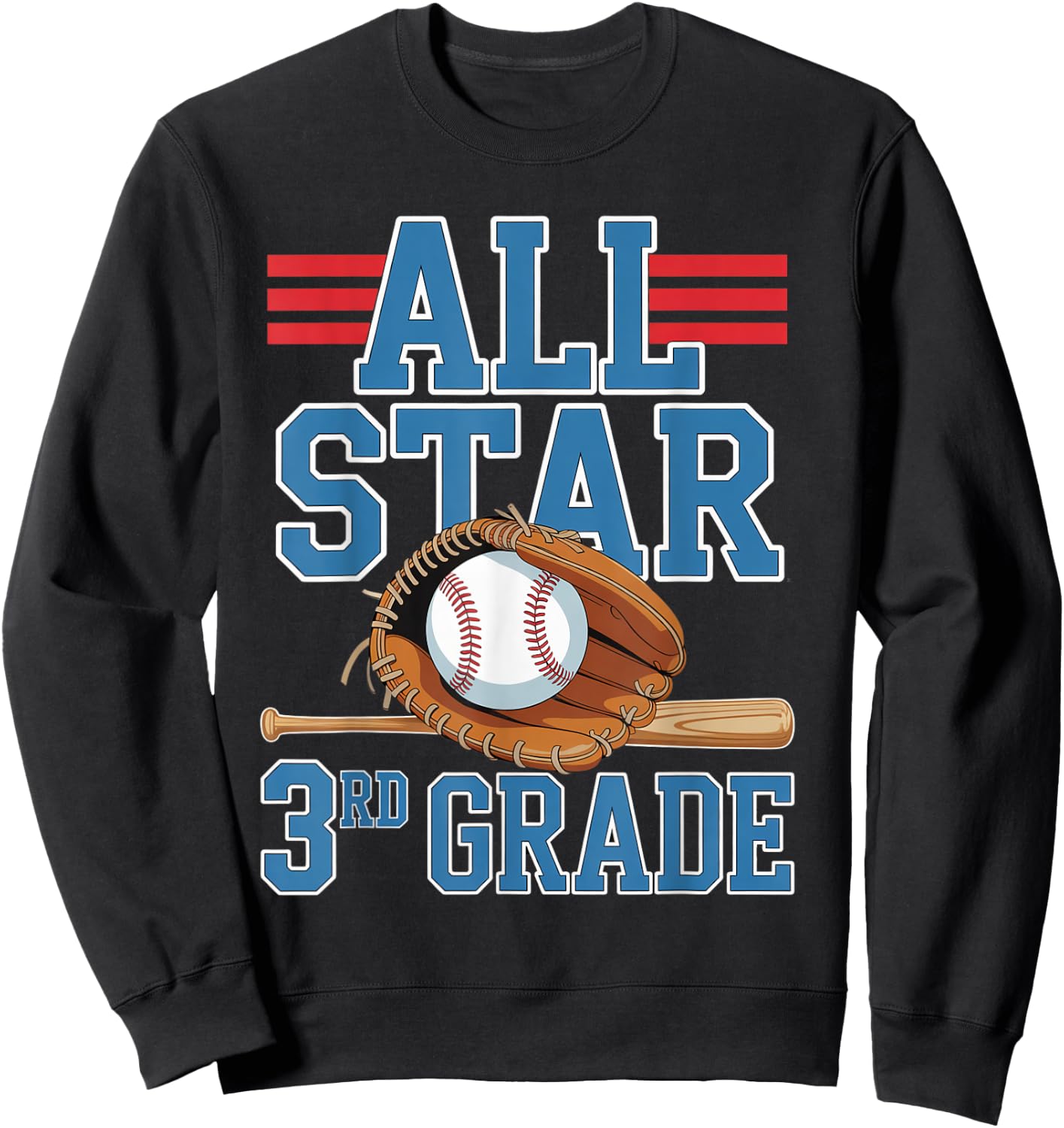All Star 3rd Grade With Baseball Player First Day Of School Sweatshirt - Sweatshirt | Black