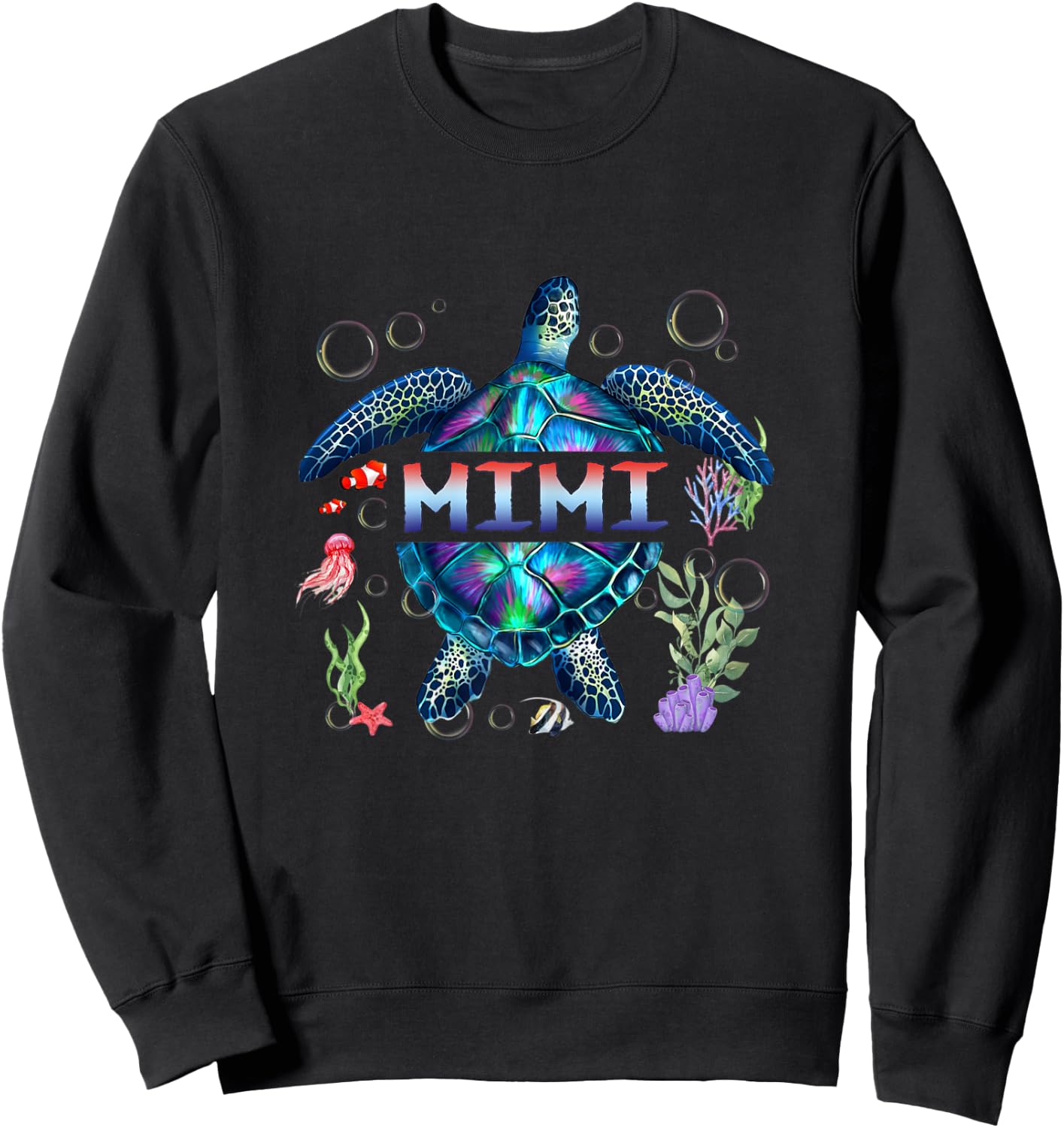 Turtle Mimi Shirt, Mimi Sea Turtle Art Sweatshirt - Sweatshirt | Black