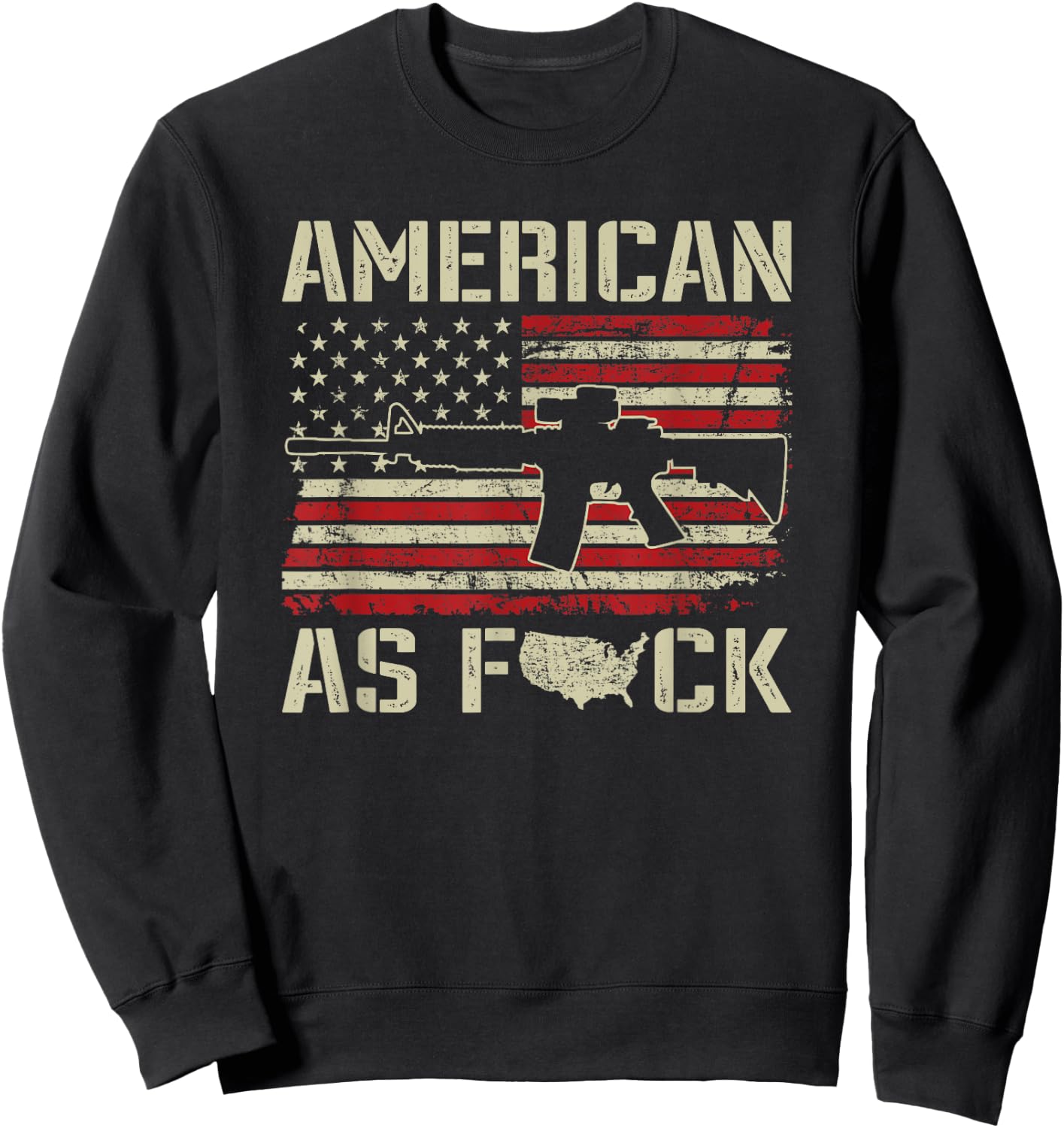 American As F#CK - AR15 Rifle Patriotic Pro Gun Rights USA Men Sweatshirt - Sweatshirt | Black