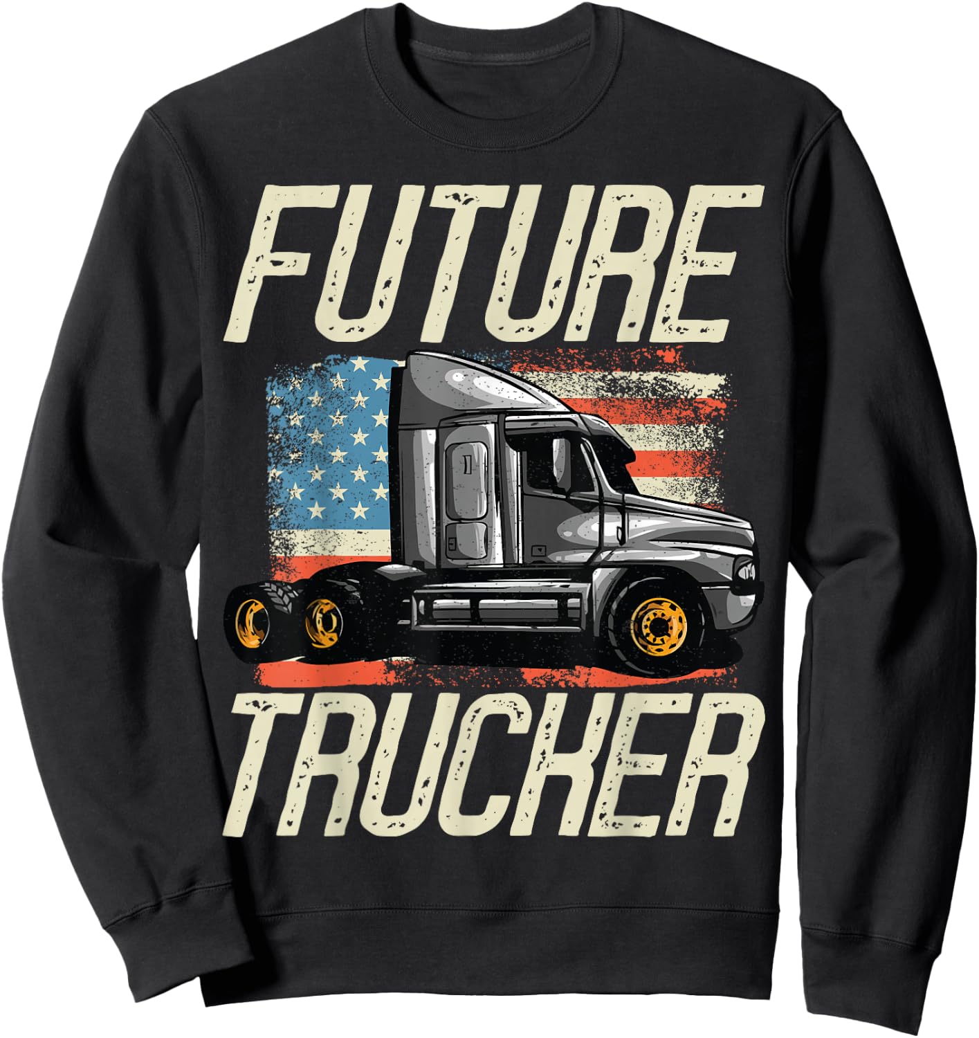 Future Trucker Truck Driver Semi Kids Son Daughter Clothing Sweatshirt - Sweatshirt | Black