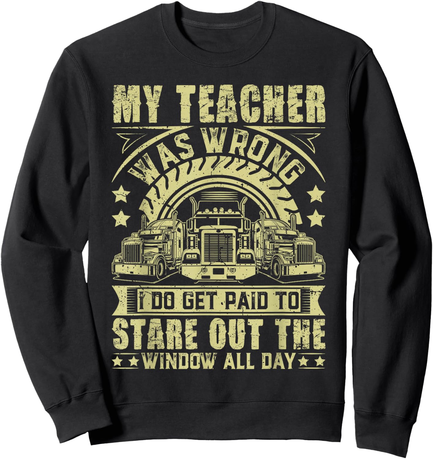 Funny Trucker Shirt Women Semi Truck Driver Sweatshirt - Sweatshirt | Black
