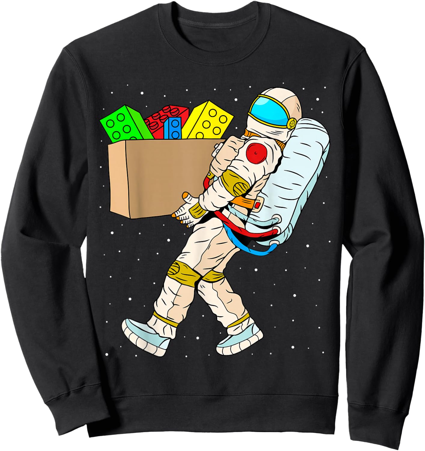 Space Astronaut Master Builder Boys Kids Building Blocks Sweatshirt - Sweatshirt | Black