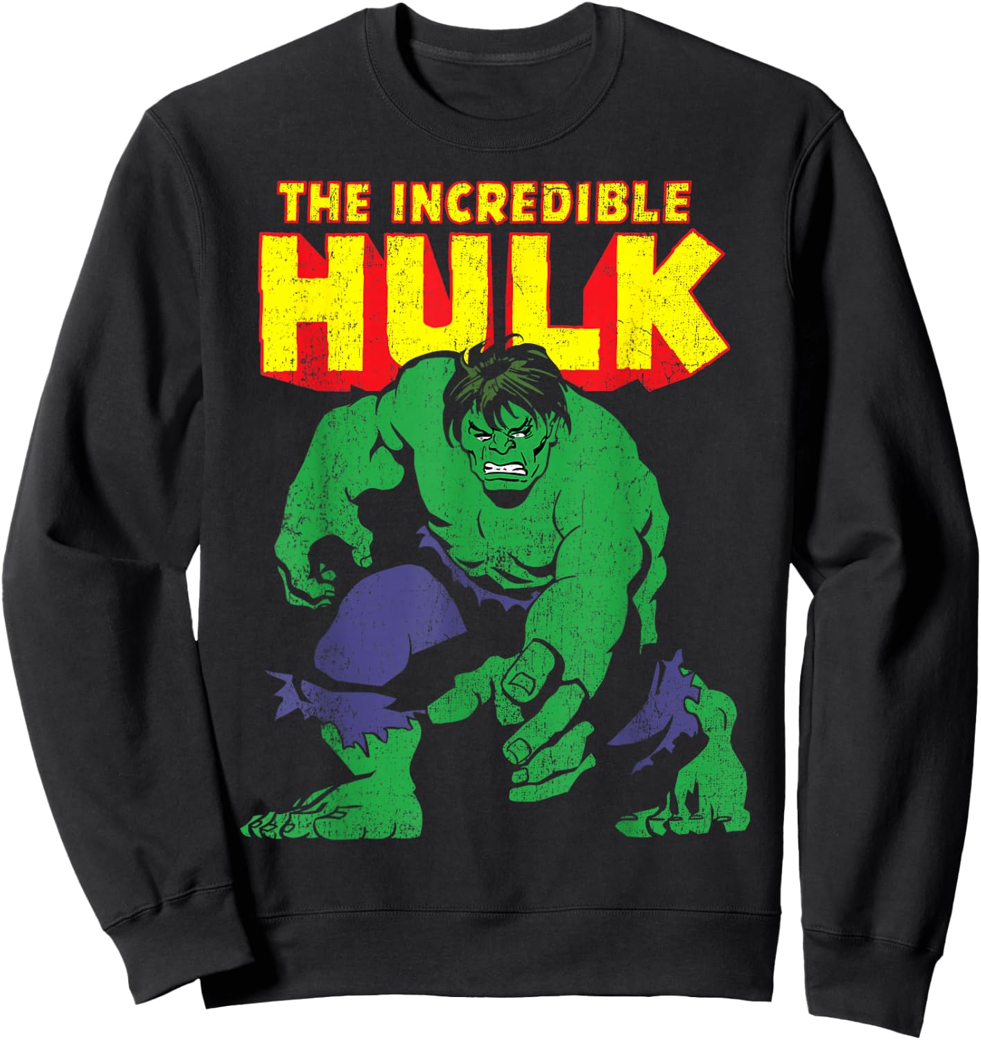 Marvel Classic The Incredible Hulk Distressed Portrait Small Sweatshirt - Sweatshirt | Black