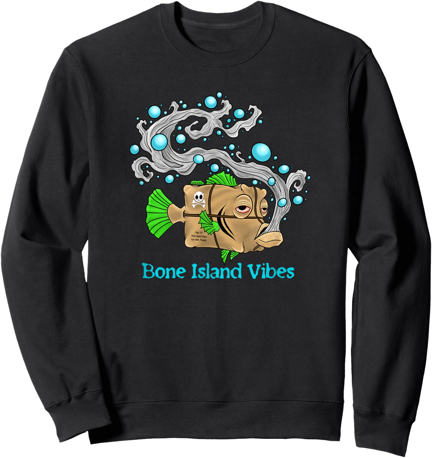 Bone Island Vibes Square Grouper Sweatshirt - Sweatshirt | Black