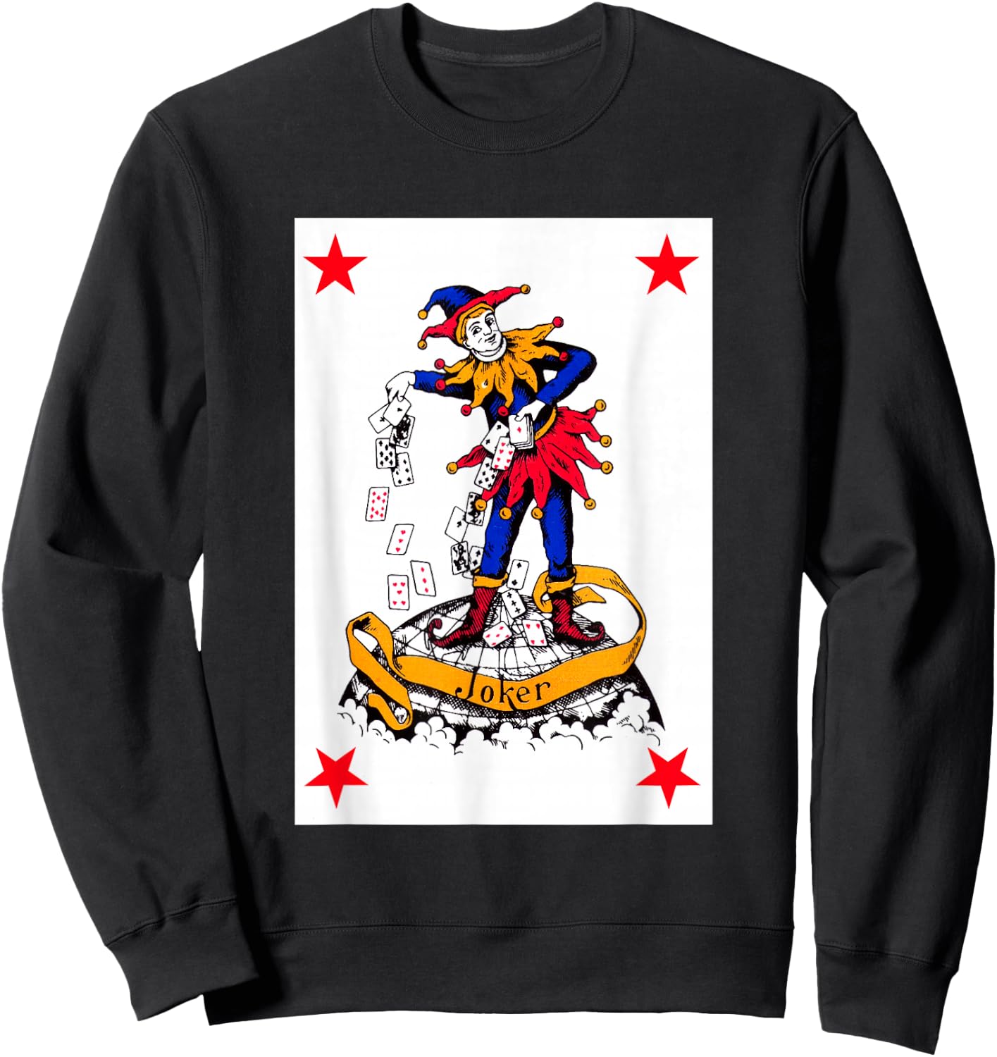 Joker Playing Card Vintage Red Clown Poker Costume Sweatshirt - Sweatshirt | Black