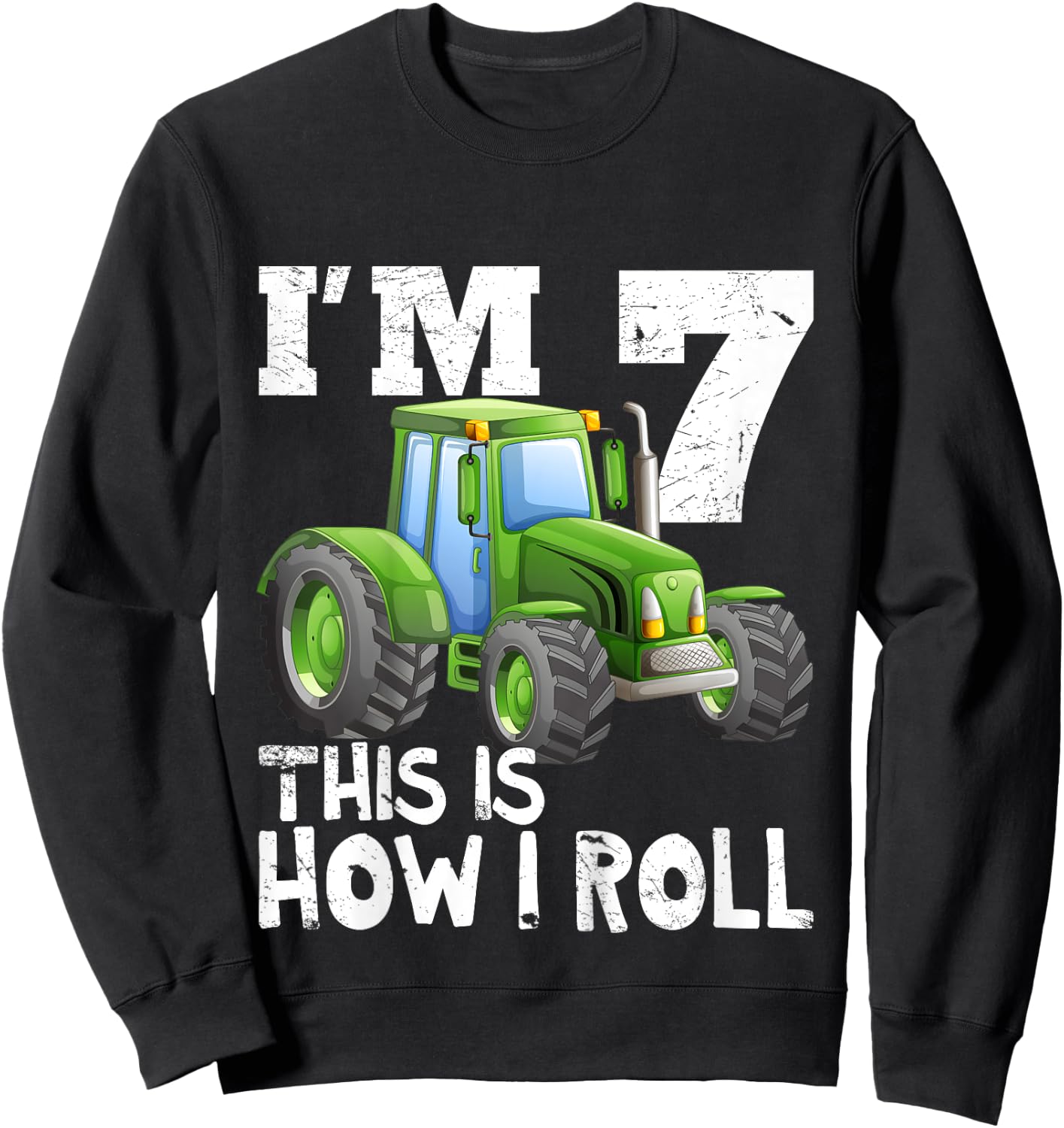 Kids Farm Tractor 7th Birthday Party Shirt 7 Years Old Sweatshirt - Sweatshirt | Black
