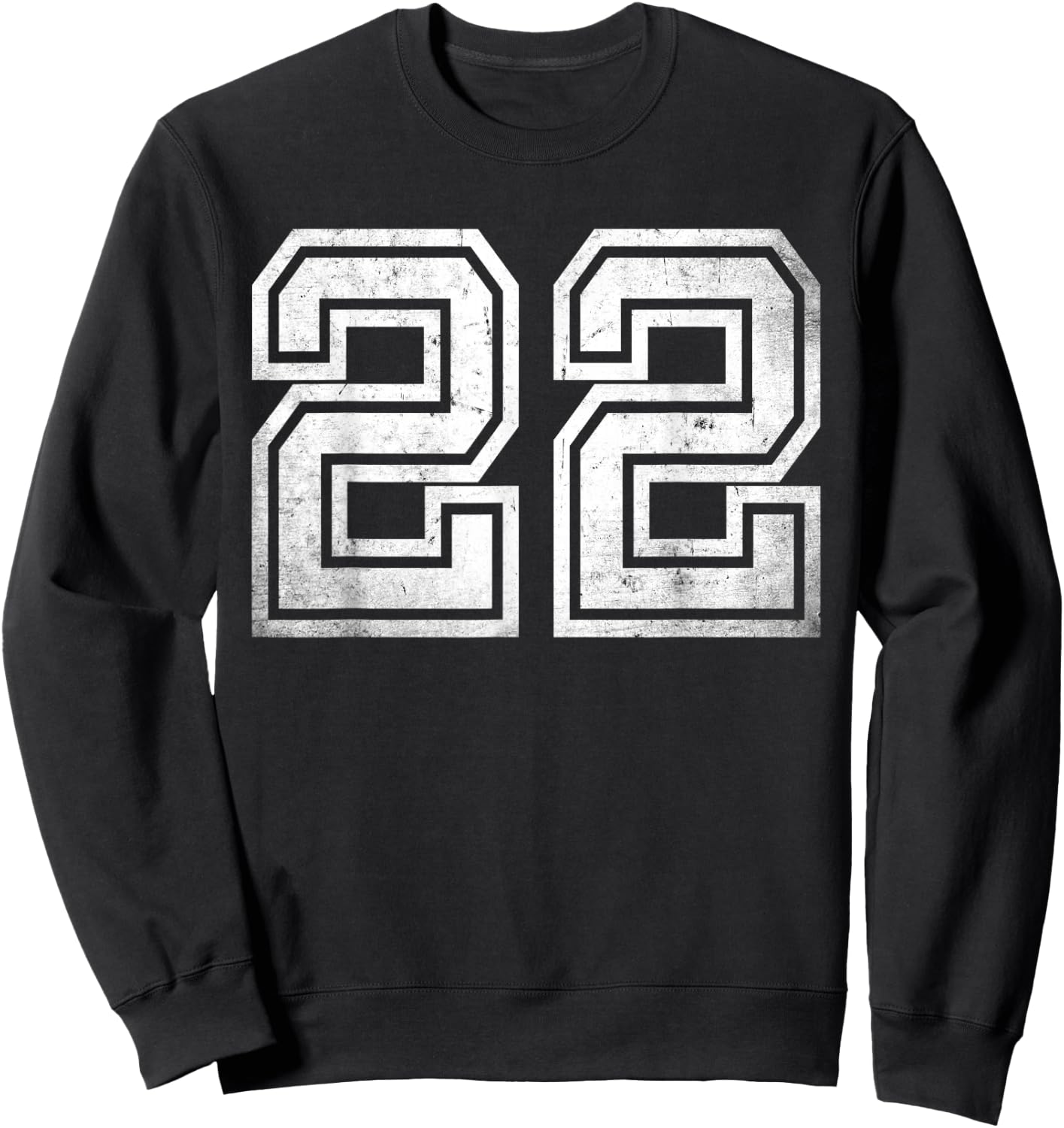 Distressed Number #22 Sport White Varsity Number Sweatshirt - Sweatshirt | Black