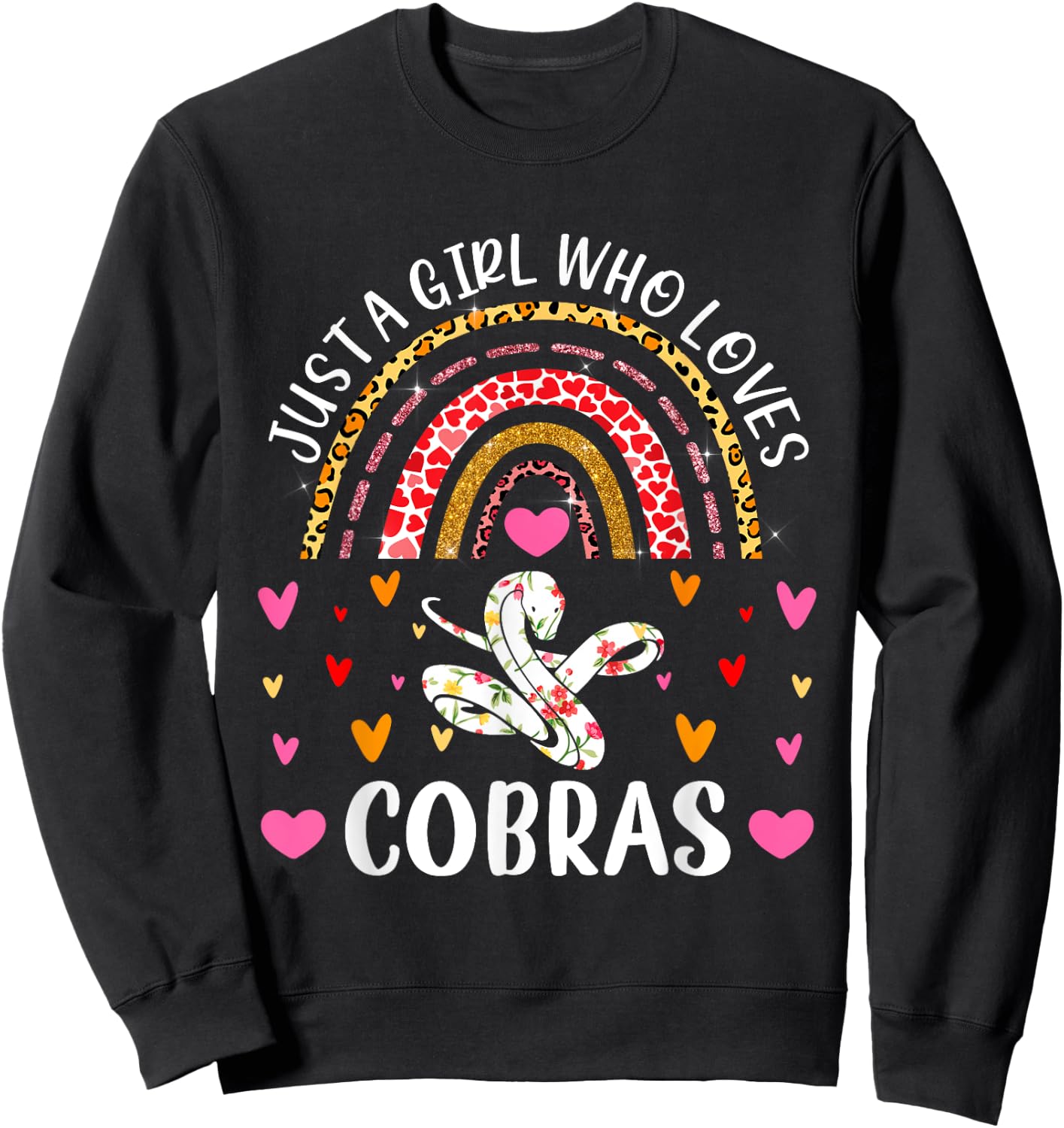 Just A Girl Who Loves Cobras Rainbow Cobra Lover Sweatshirt - Sweatshirt | Black