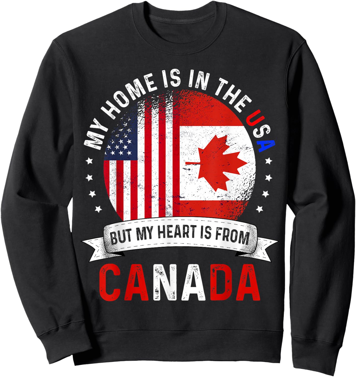 Canadian American Patriot Heart is from Canada Flag Sweatshirt - Sweatshirt | Black