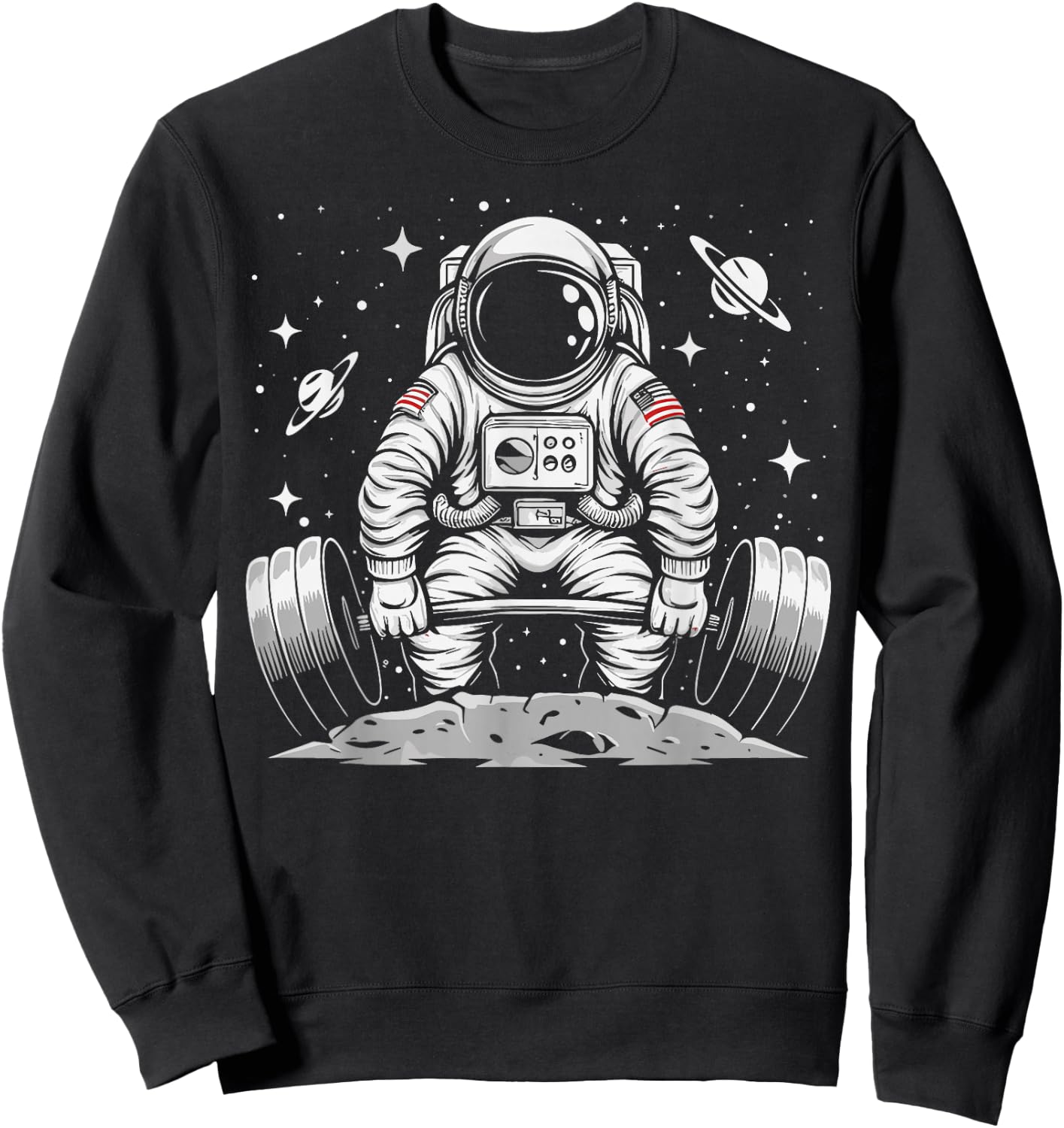 Fitness Planet Astronaut Space Astronaut Weightlifting Sweatshirt - Sweatshirt | Black