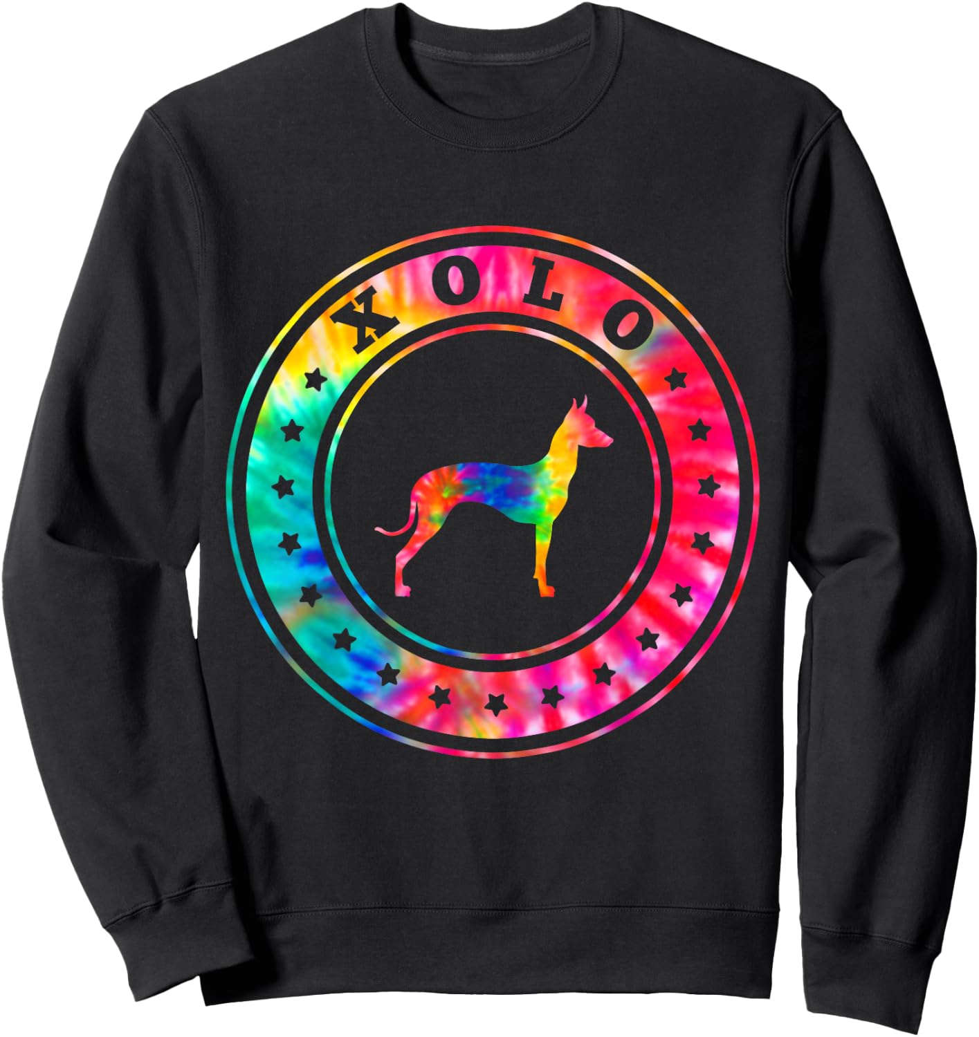Tie Dye Xoloitzcuintli Xolo Dog Mom Dad Pet Lover Men Women Kids Sweatshirt - Sweatshirt | Black
