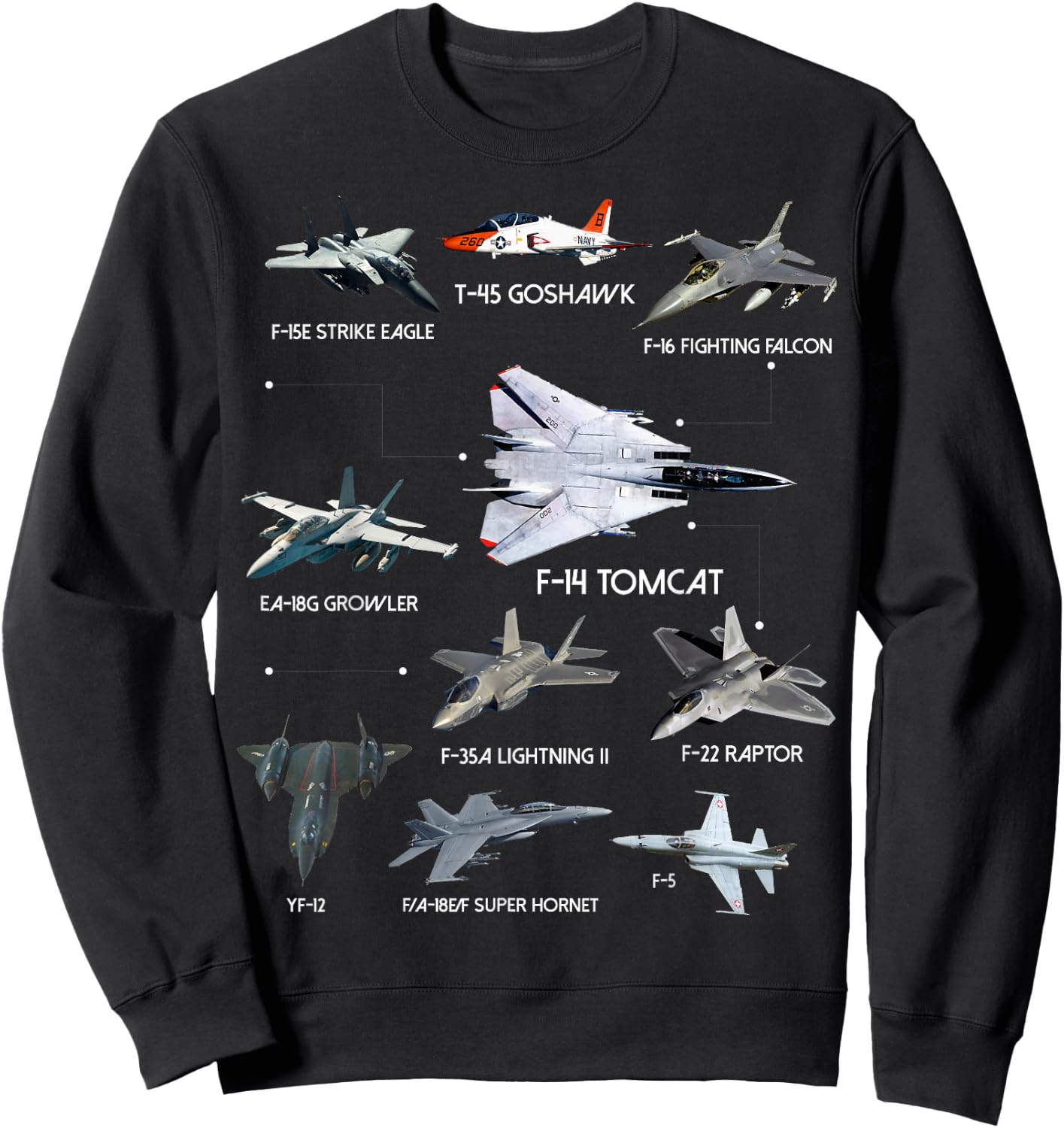 American Fighters Jets Funny Plane Aviation Enthusiasts Sweatshirt - Sweatshirt | Black