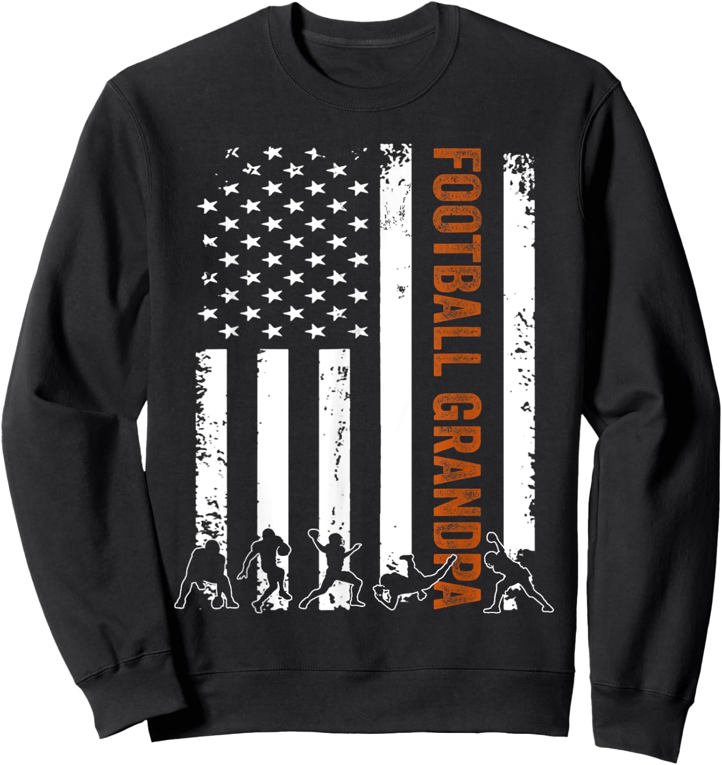 Football Grandpa Flag USA Gift Football Grandpa Sweatshirt - Sweatshirt | Black