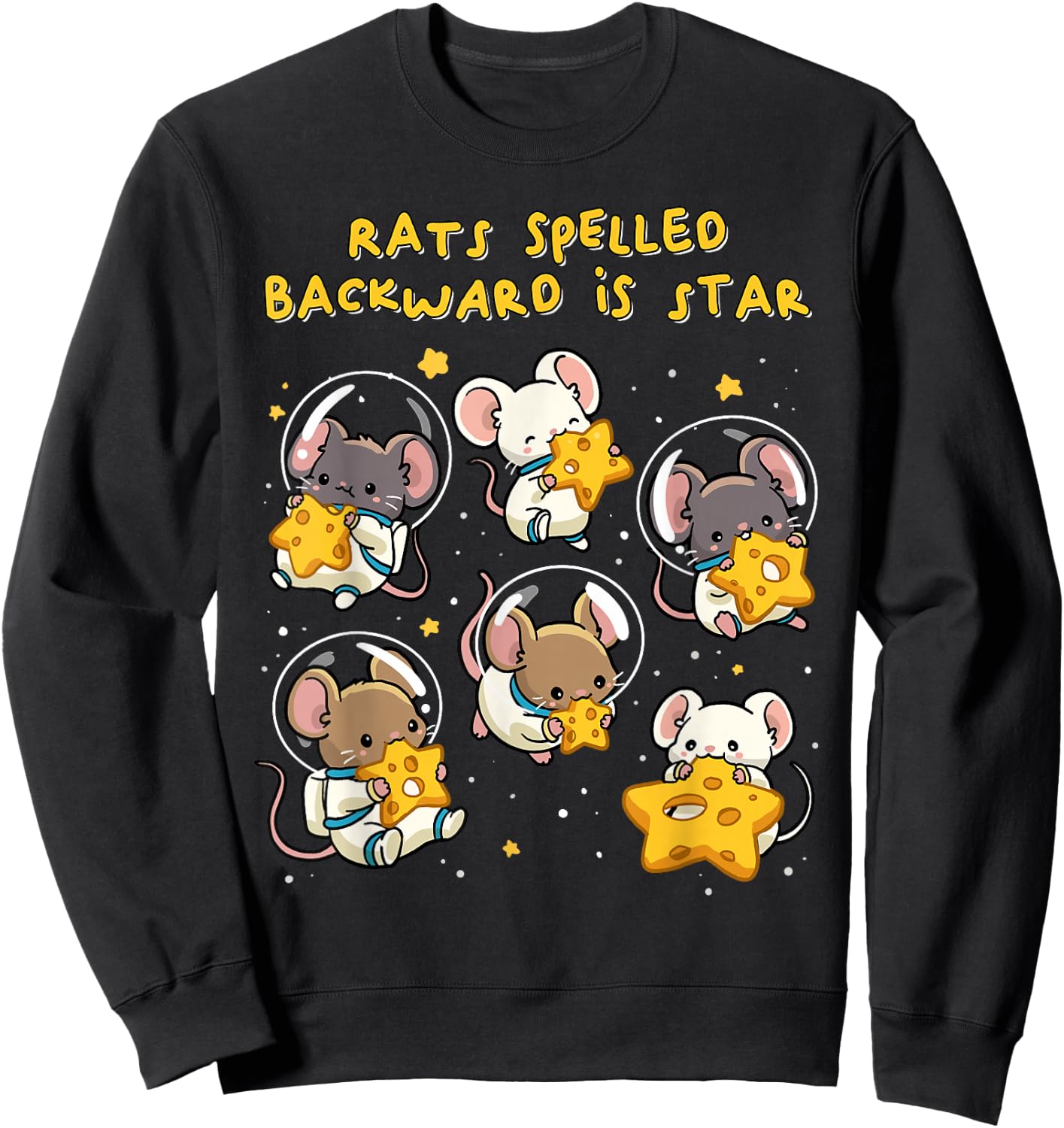 Rats Spelled Backward is Star Funny Space Rat Mice Anagram Sweatshirt - Sweatshirt | Black