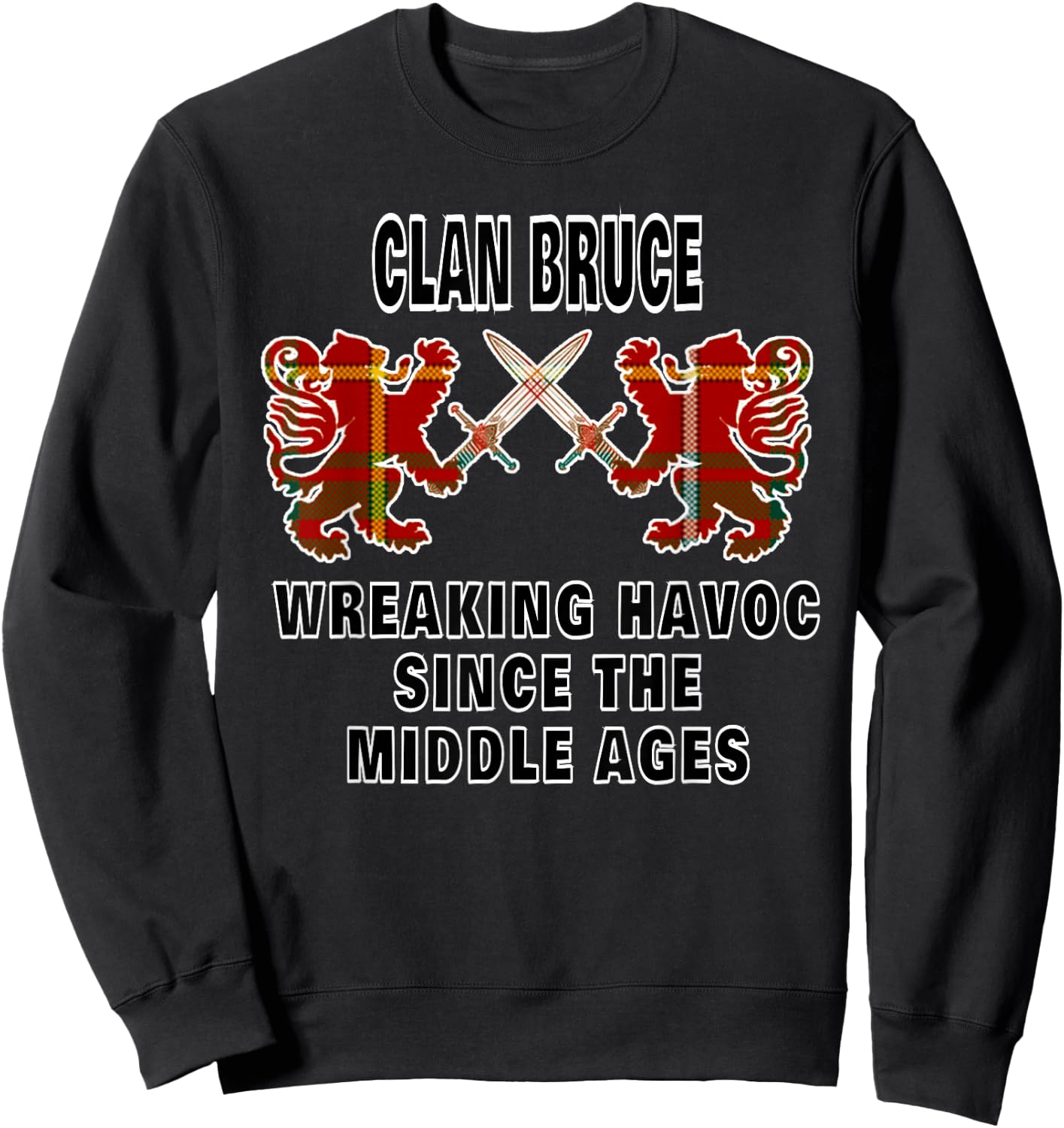 Bruce Scottish Clan Family Kilt Tartan Lion Sweatshirt - Sweatshirt | Black