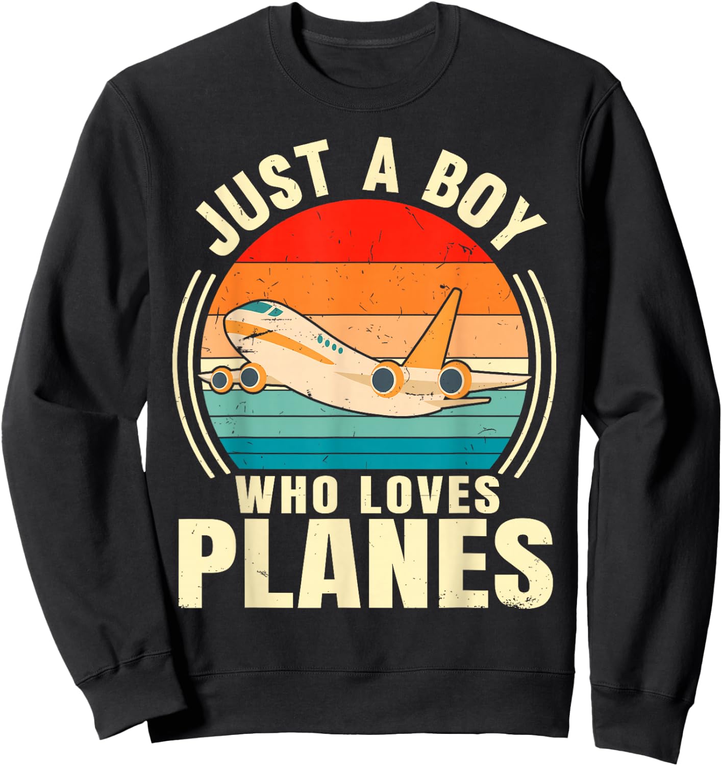 Just A Boy Who Loves Planes Airplane Aircraft Lovers Sweatshirt - Sweatshirt | Black