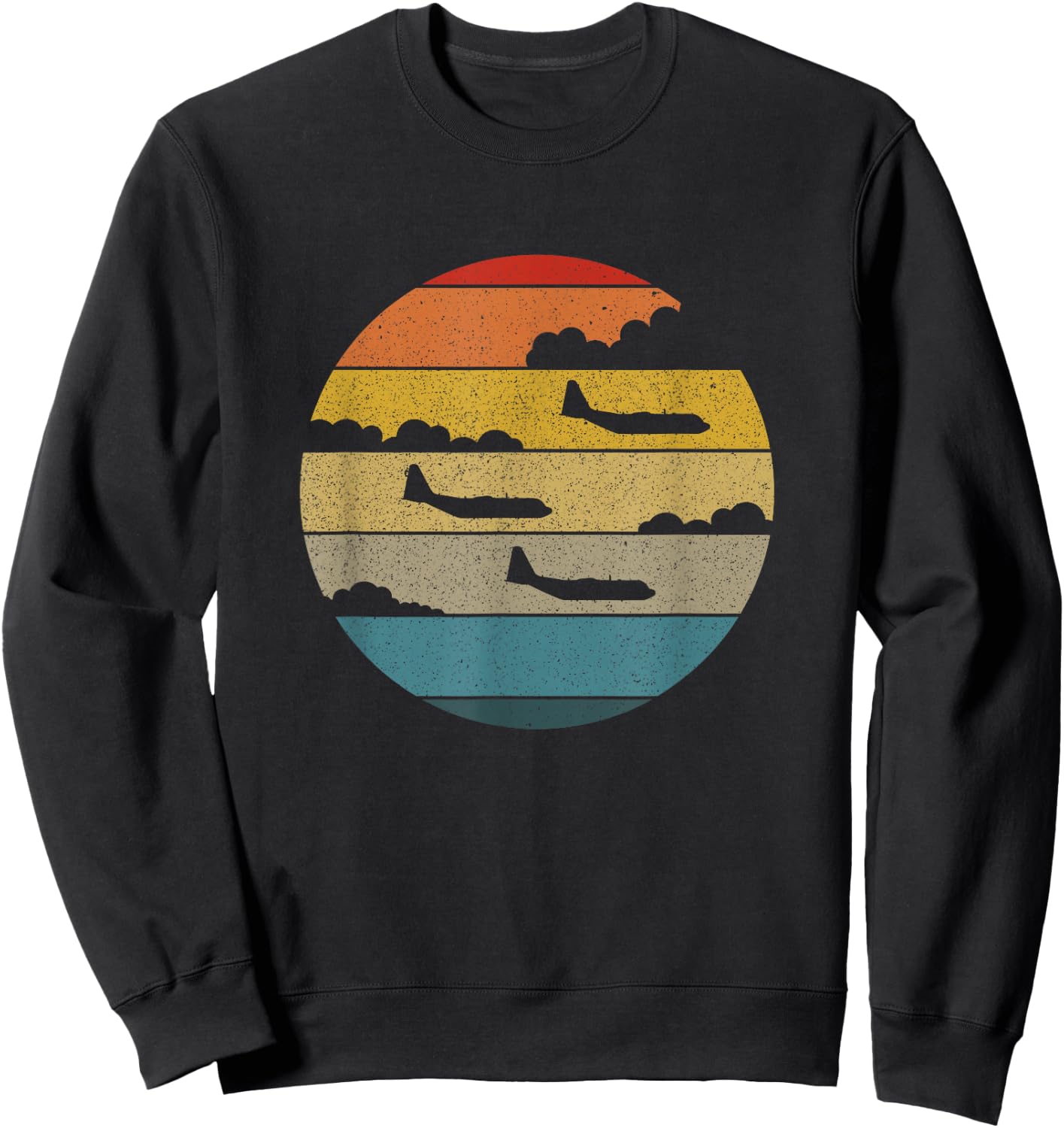 C-130 Hercules Retro Sunset Aeroplane Flying C130 Sweatshirt - Sweatshirt | Black
