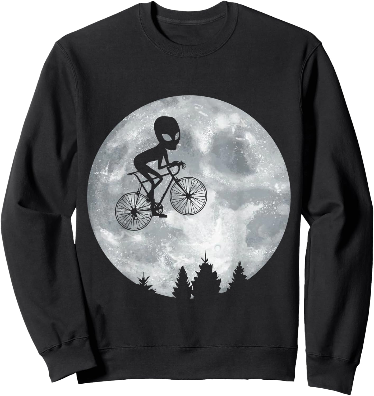 ALIEN Riding Moon Bike Halloween Lunar Cycling Cyclist Sweatshirt - Sweatshirt | Black