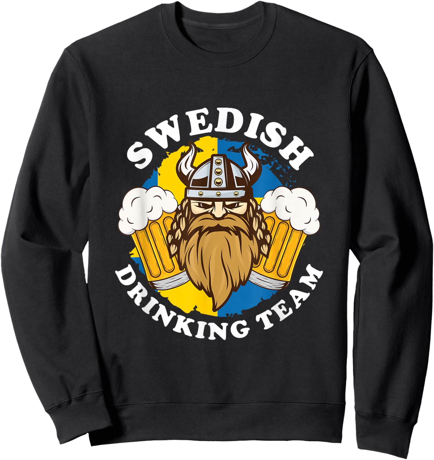 Swedish Drinking Team Beer Alcohol Party Sweden Flag Viking Sweatshirt - Sweatshirt | Black