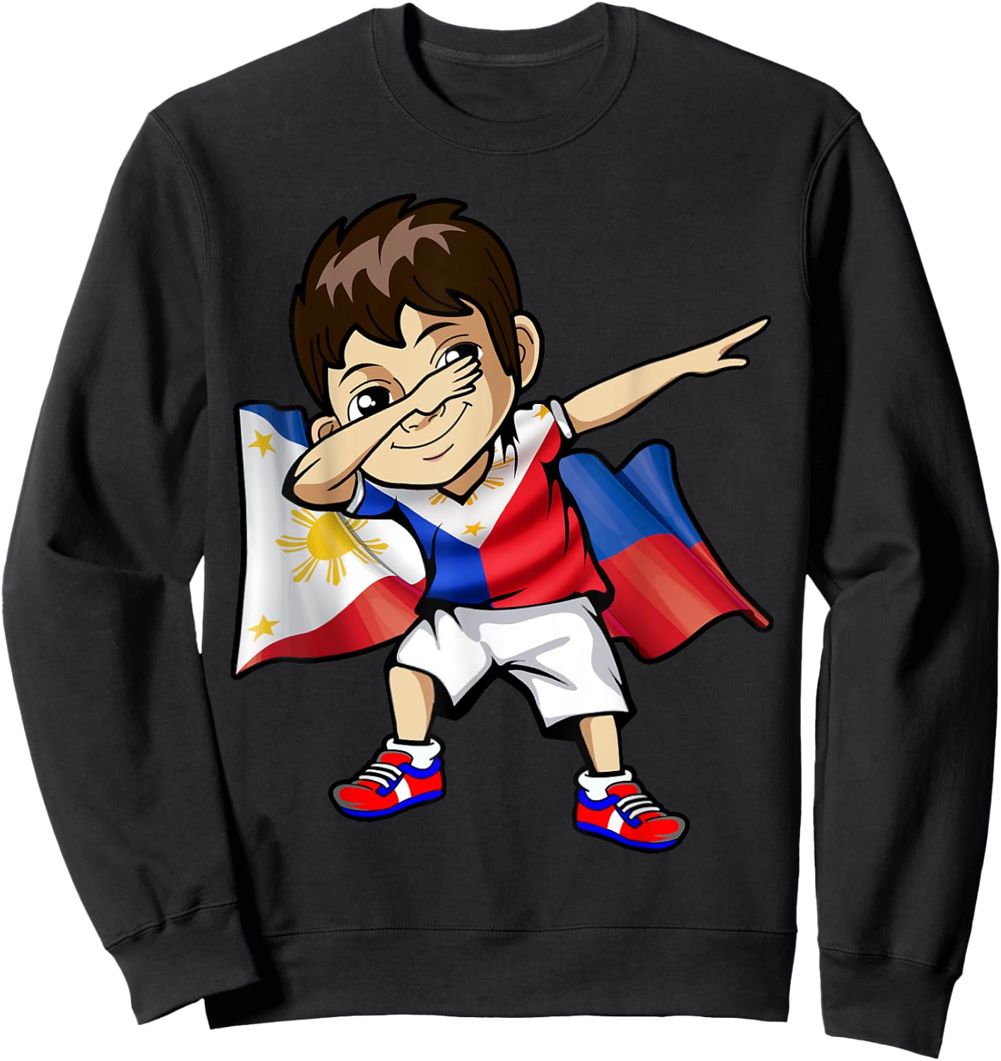 Dabbing Boy Philippine Flag Filipino Meme Jersey Dab T Shirt Sweatshirt - Sweatshirt | Black
