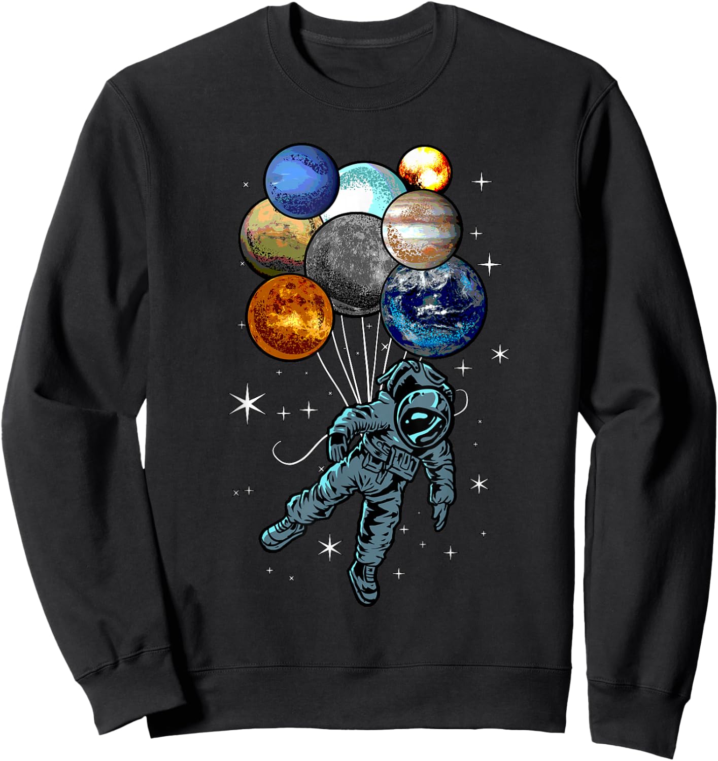 Astronaut Space Balloons Moon Mars Planets | Astronaut Sweatshirt - Sweatshirt | Black