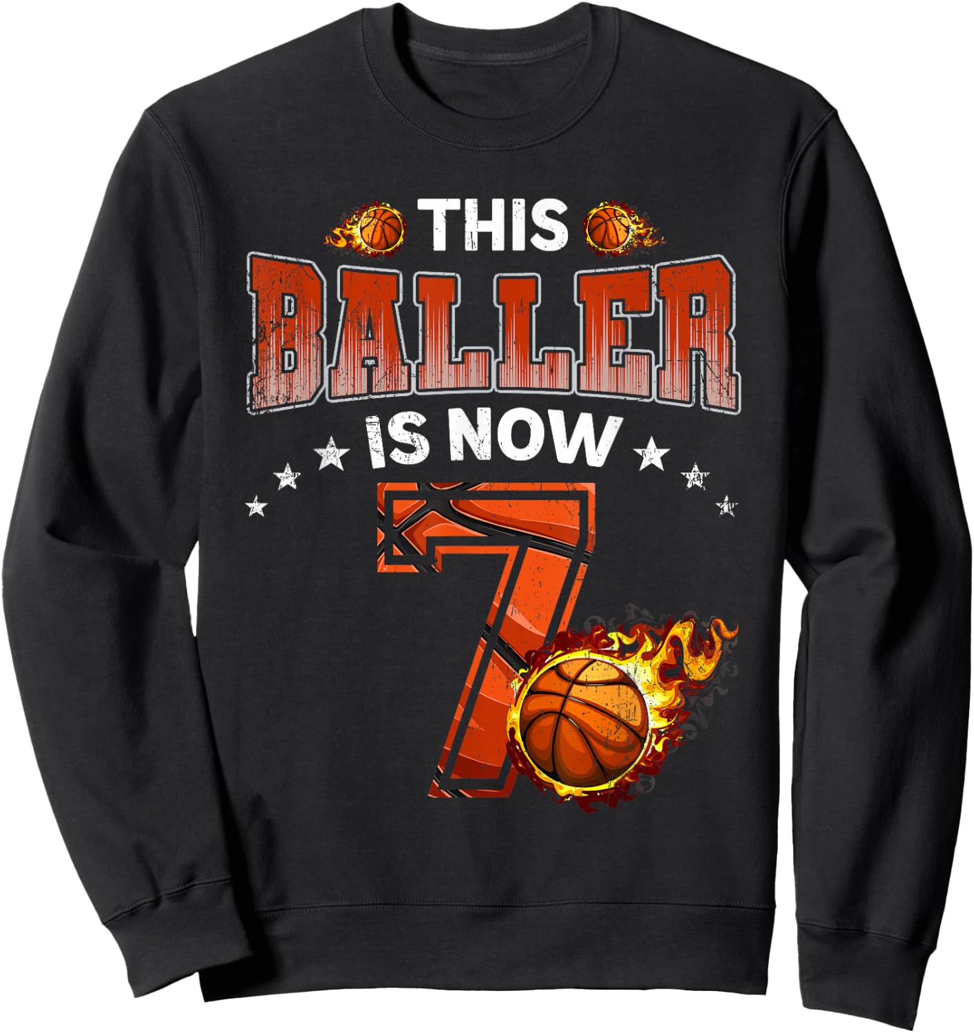 7th Birthday Boys Basketball Player Gifts 7 Years Old Kids Sweatshirt - Sweatshirt | Black