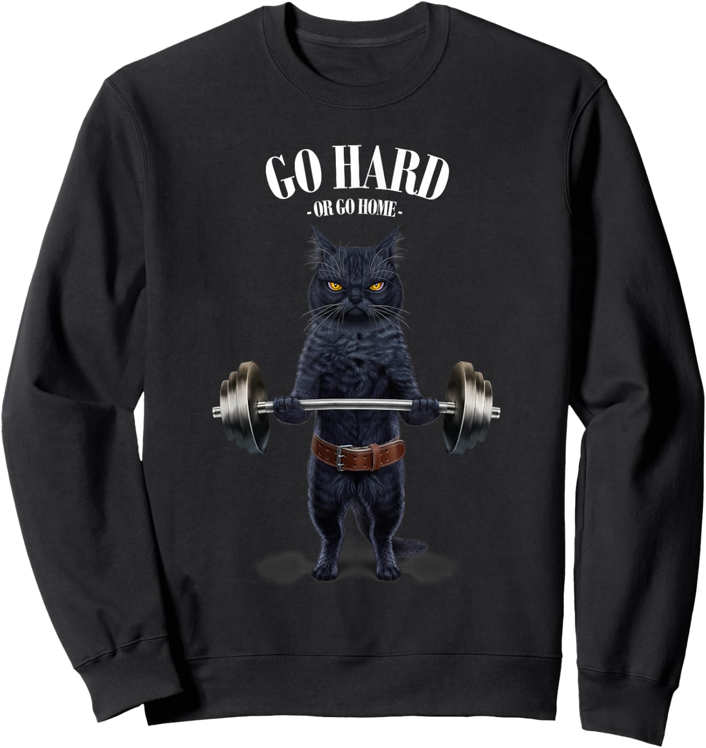 Black Cat Weightlifting in Fitness Gym Sweatshirt - Sweatshirt | Black