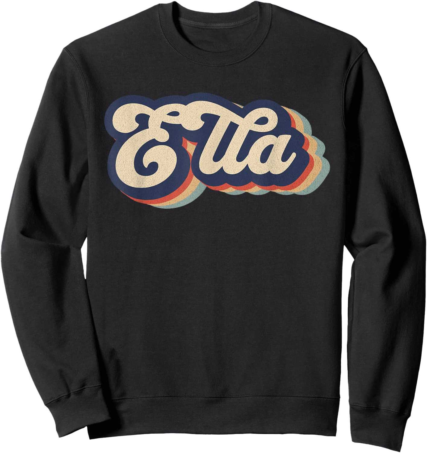 Retro Vintage Ella Name Personalized Sweatshirt - Sweatshirt | Black