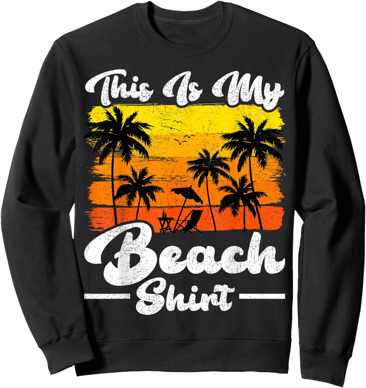 Summer Vacation Vintage Retro Palm Tree This Is My Beach Women Girls Kids Sweatshirt - Sweatshirt | Black