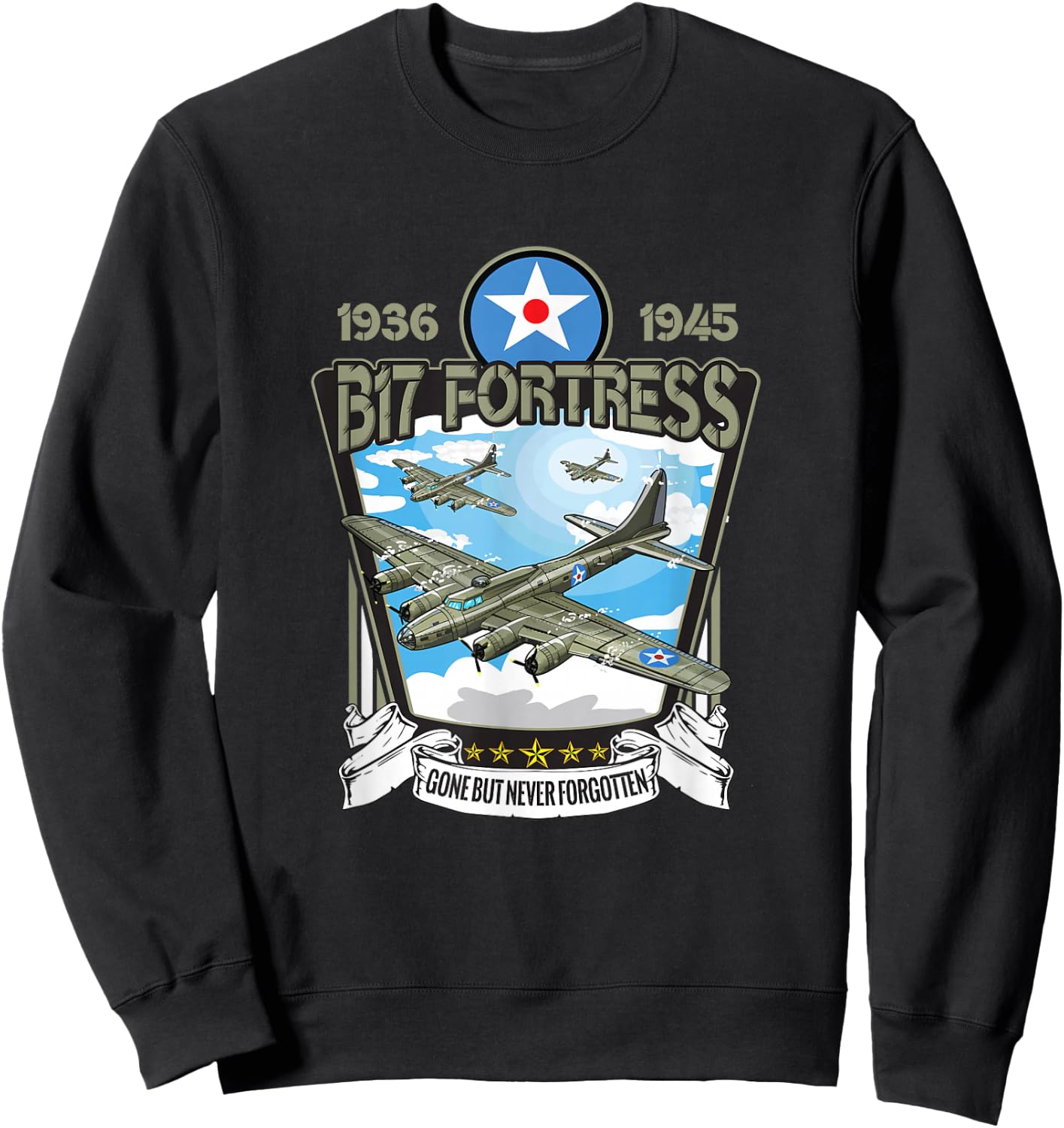 American WW2 Aircraft B-17 Flying Fortress Bomber Sweatshirt - Sweatshirt | Black