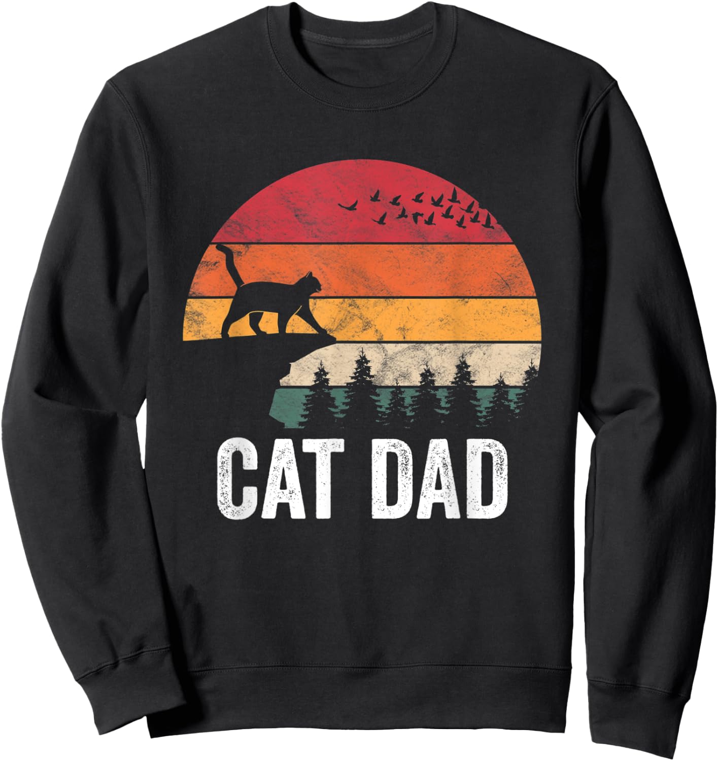 Best Cat Dad Retro Cat Lover Father Sweatshirt - Sweatshirt | Black