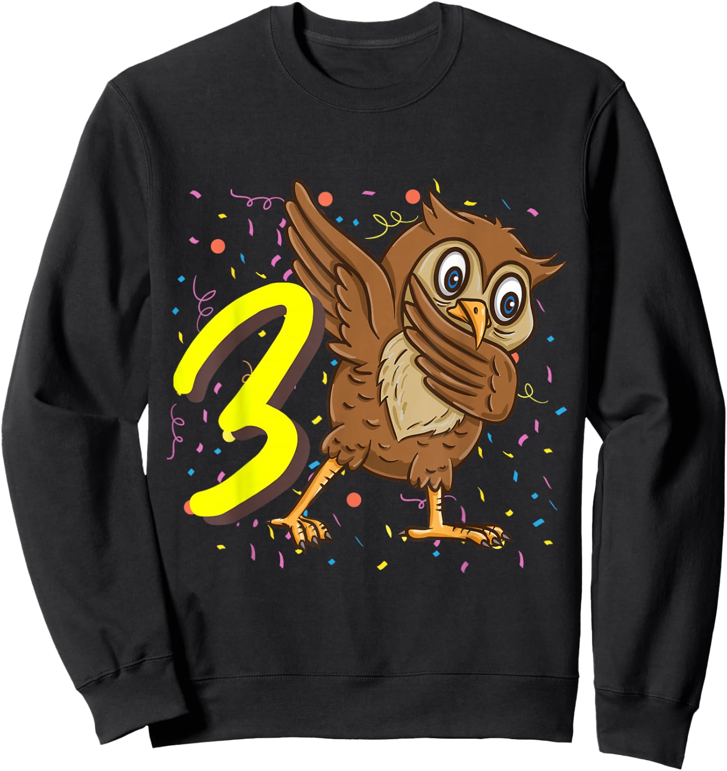3 Year Old Owl Bird Birthday Sweatshirt - Sweatshirt | Black