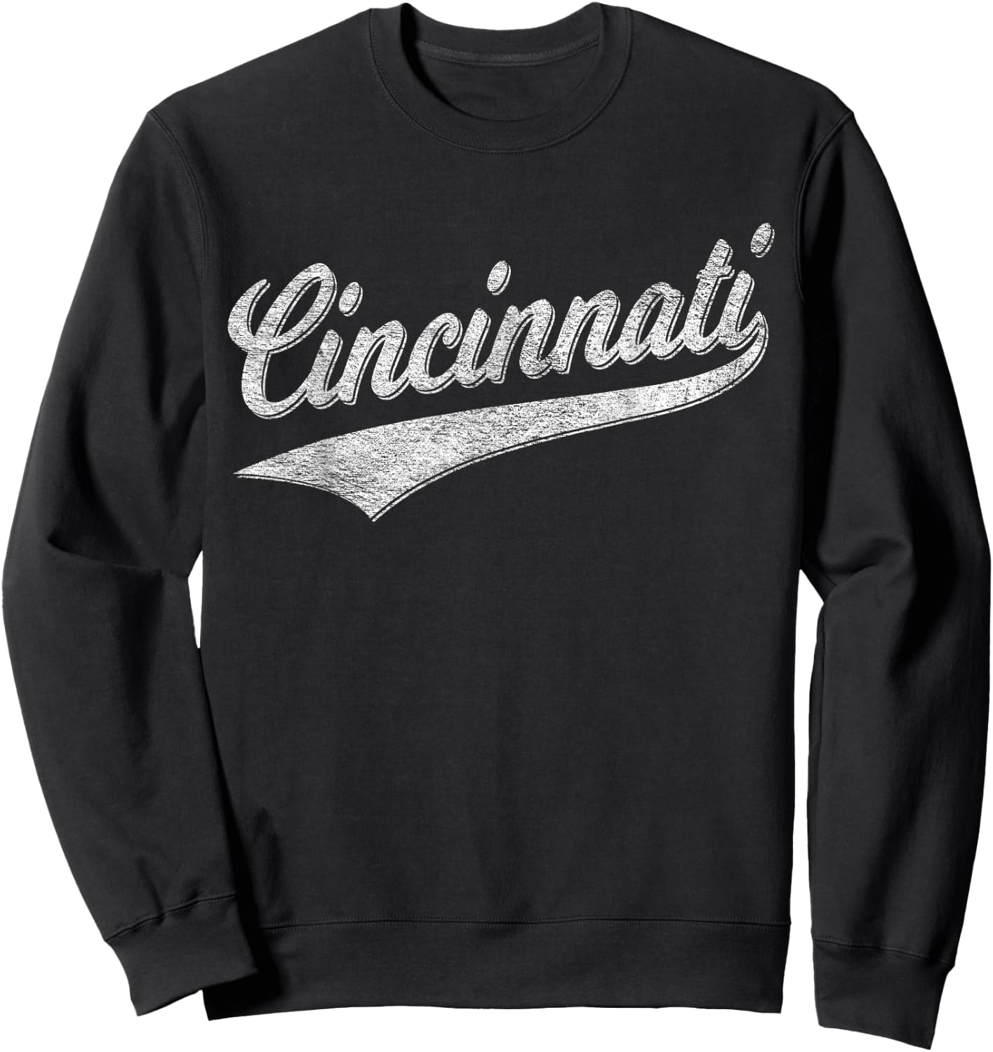 Cincinnati Ohio Retro Script Sports Jersey Flag Sweatshirt - Sweatshirt | Black