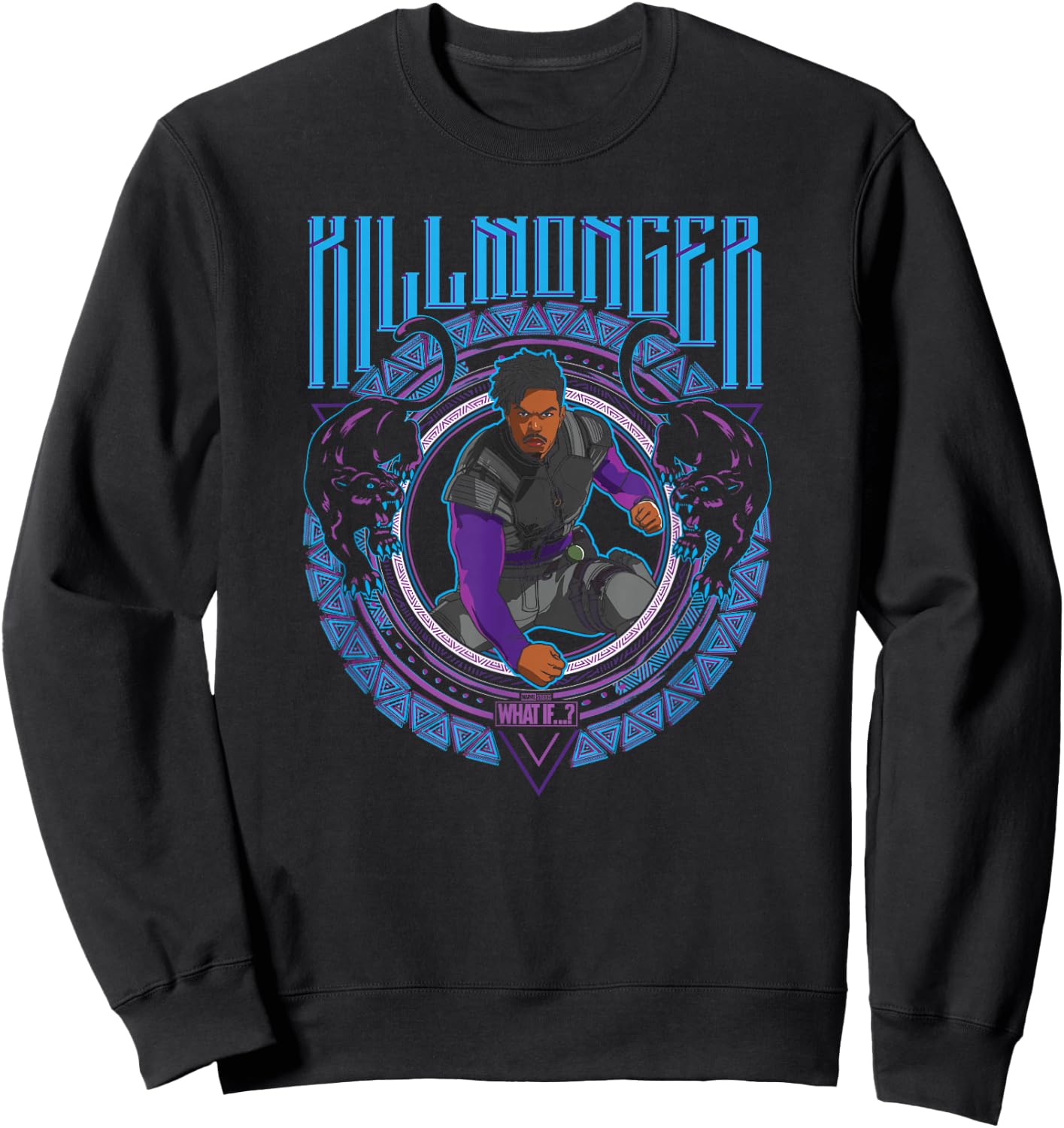 Marvel What If Killmonger Black Panther Wakanda Circle Sweatshirt - Sweatshirt | Black