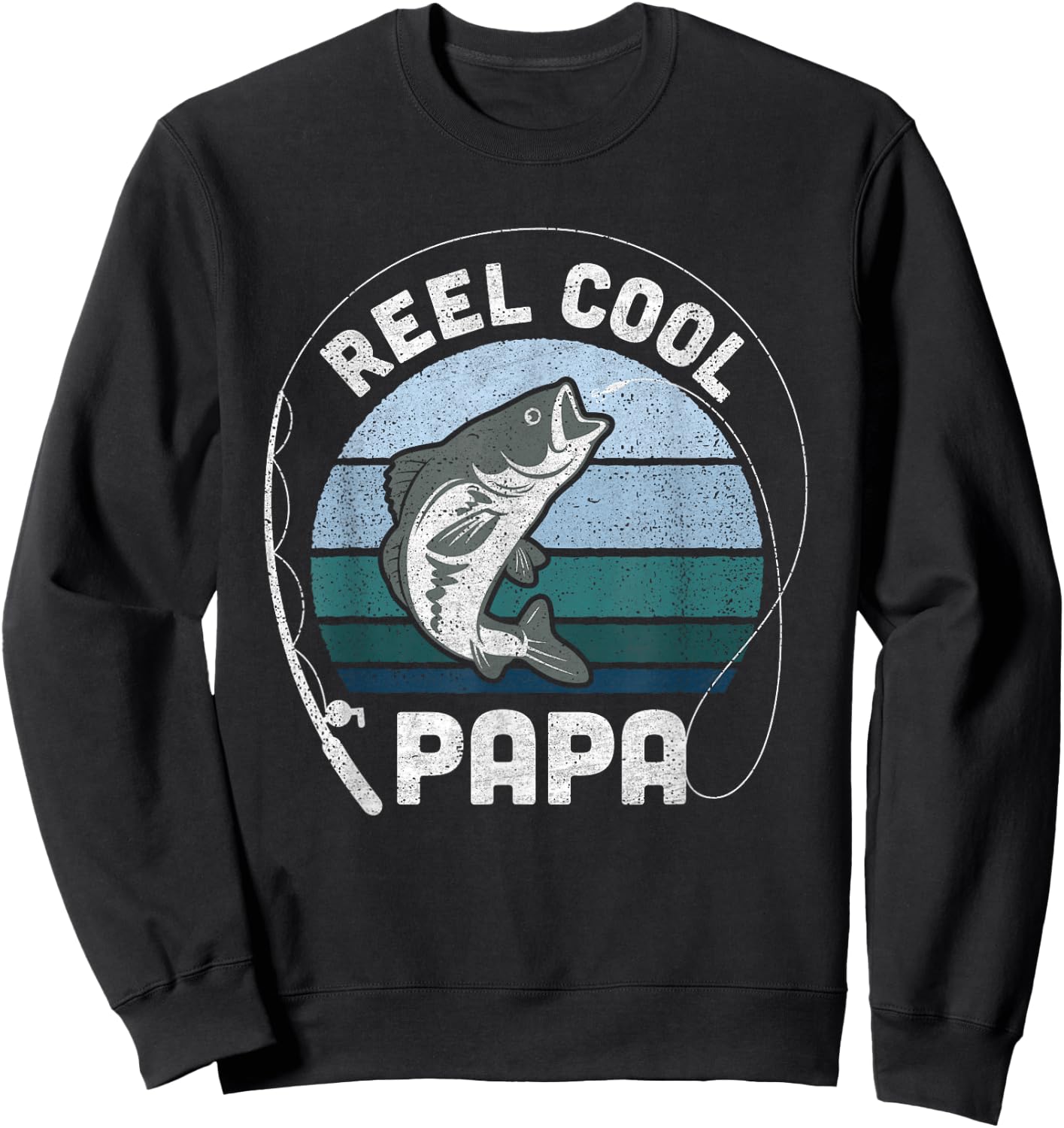 Funny Reel Cool Papa Fishing Fathers Day Sweatshirt - Sweatshirt | Black