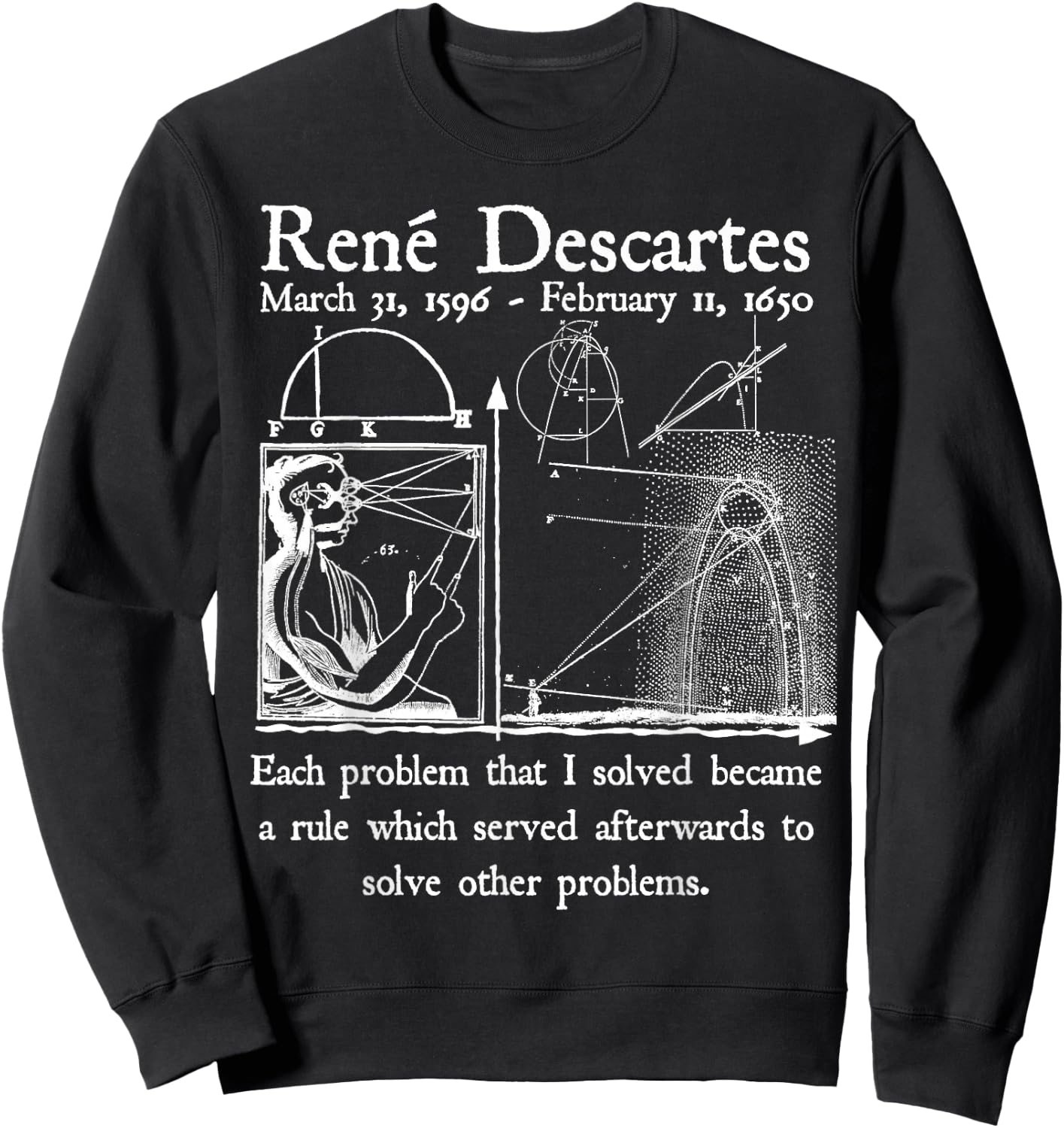 Nerdy Vintage Descartes Algebra Mathematician Math Teacher Sweatshirt - Sweatshirt | Black