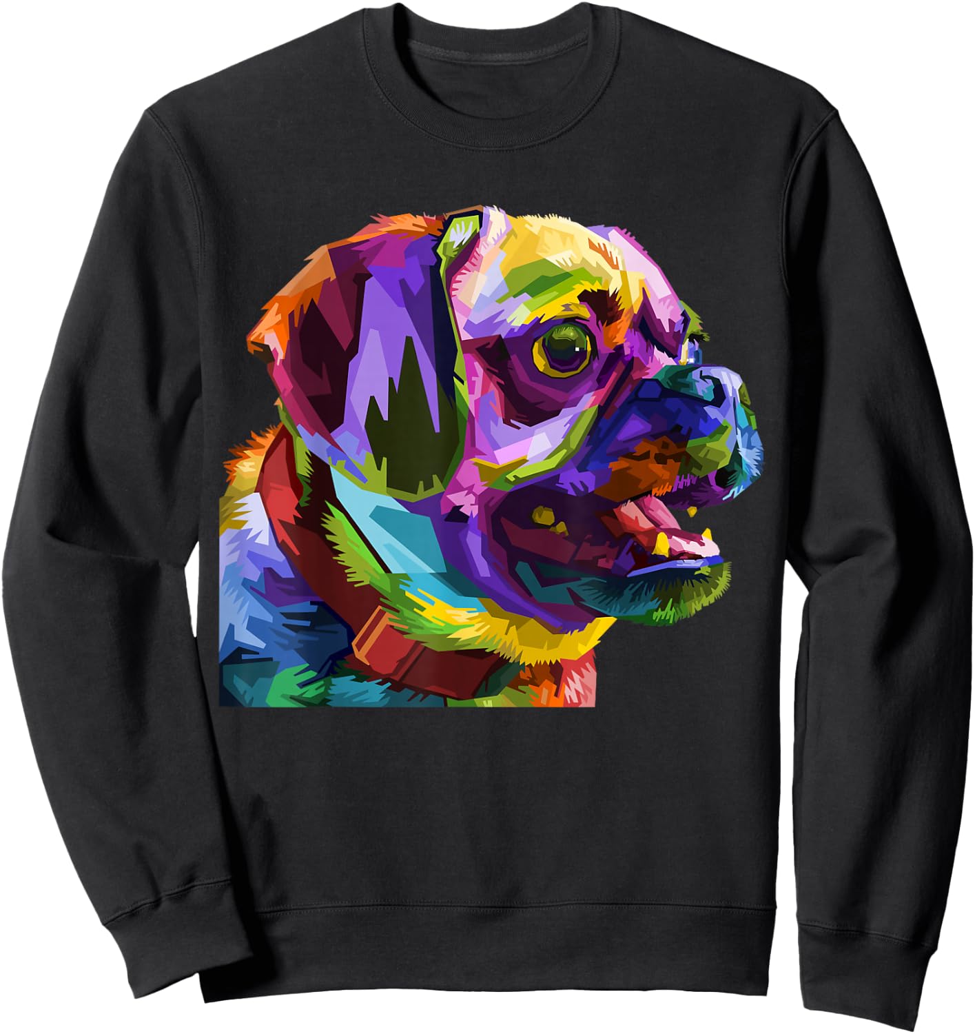 Pug Pop Art Colorful Portrait Carlino for Dog Lovers Sweatshirt - Sweatshirt | Black