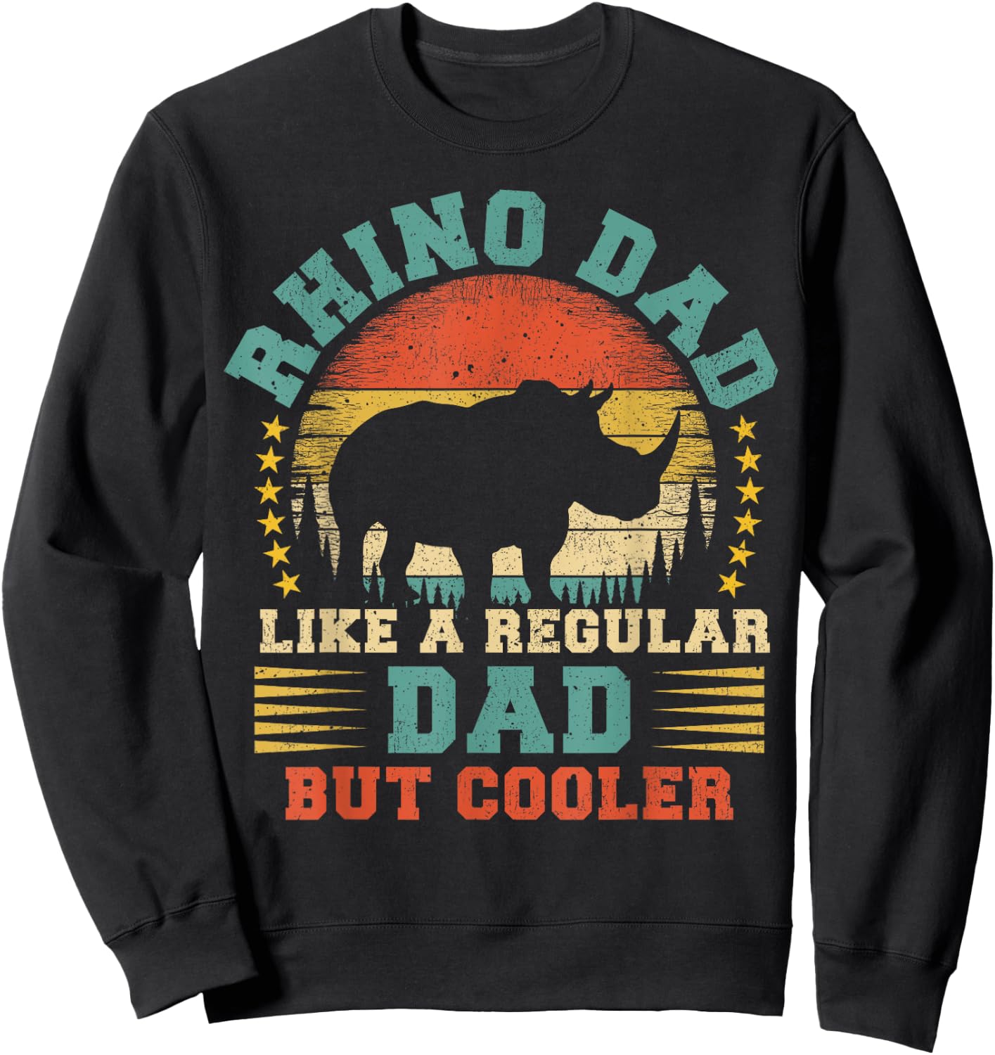 Vintage Rhino Dad Like A Regular Dad Rhino Father's Day Sweatshirt - Sweatshirt | Black