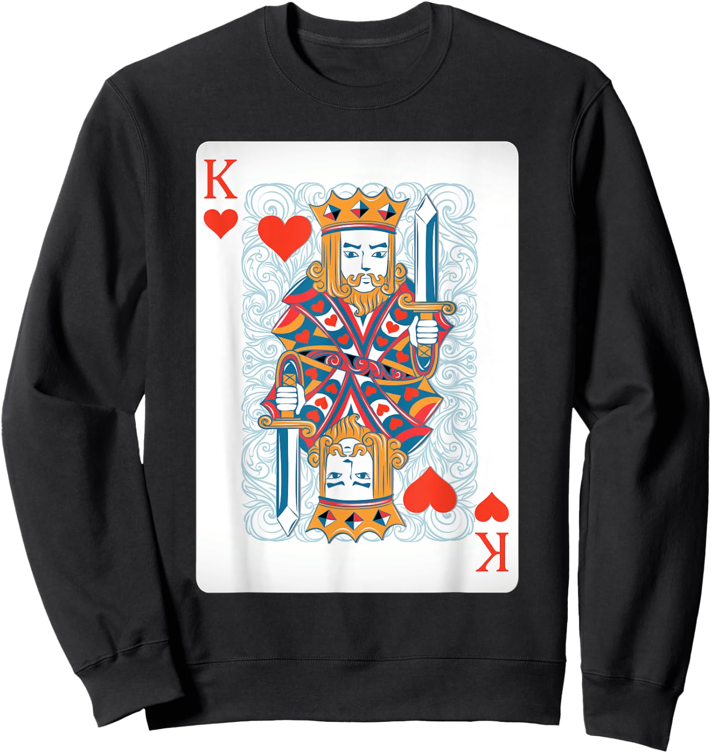King Of The Hearts Playing Card Poker Sweatshirt - Sweatshirt | Black