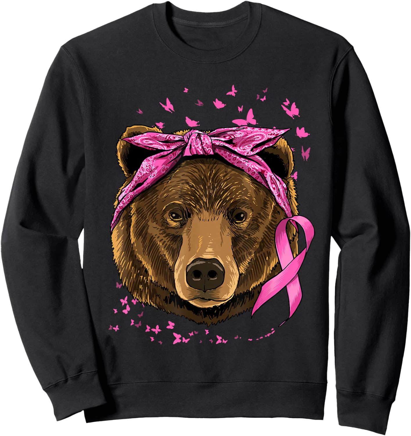 Pawsome Breast Cancer Awareness Women's Pink Animal Print - Small - Short Sleeve - Classic Fit - Cotton Blend - Imported Sweatshirt - Sweatshirt | Black