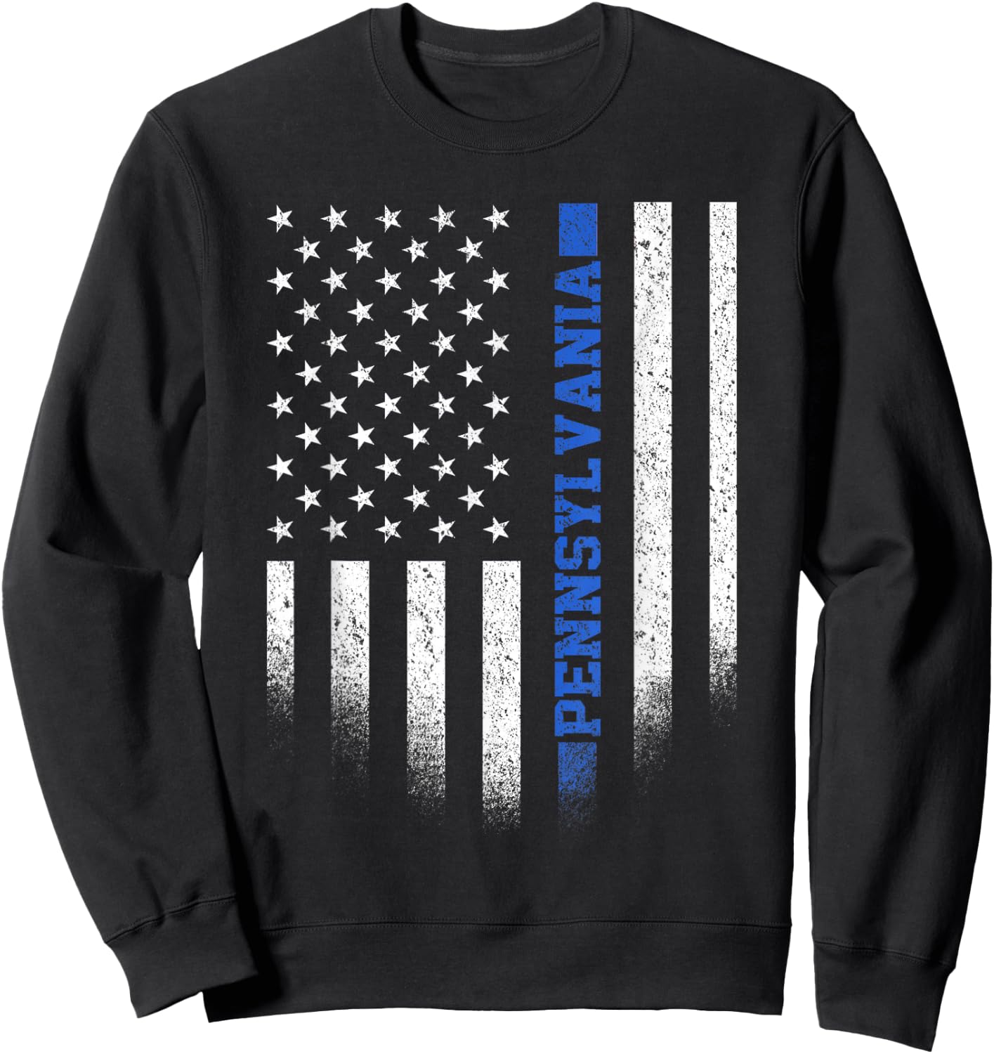 Pennsylvania State Blue Line US Flag PA Police Officer Sweatshirt - Sweatshirt | Black