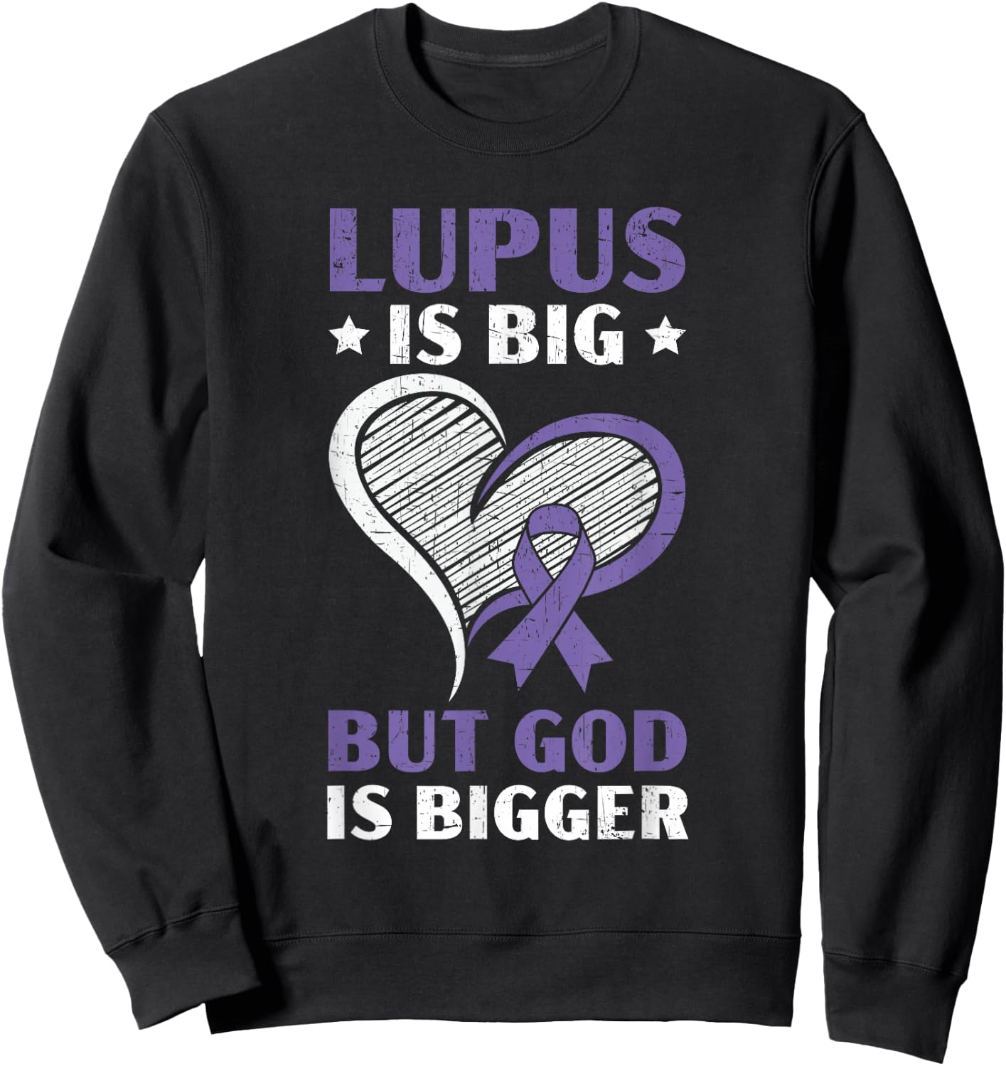 Lupus Awareness Purple Ribbon SLE Autoimmune Disease Sweatshirt - Sweatshirt | Black
