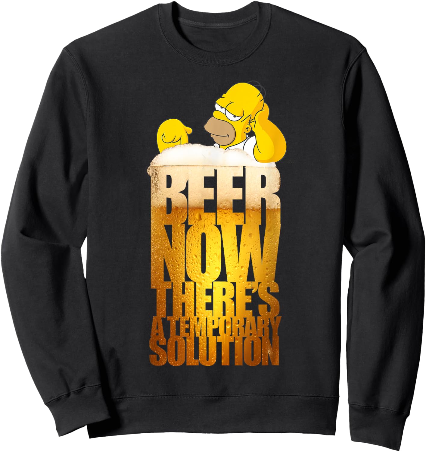 The Simpsons Homer Beer Solution Brewed Humour Beer Lover Sweatshirt - Sweatshirt | Black