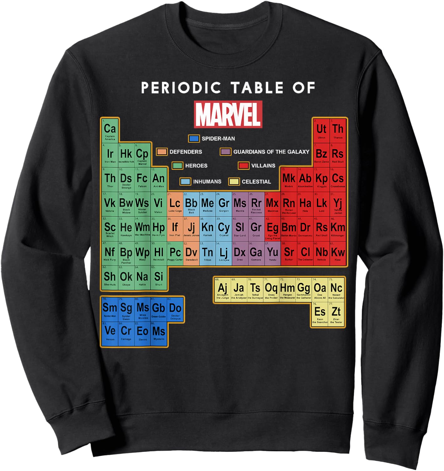 Marvel Periodic Table of Characters Sweatshirt - Sweatshirt | Black